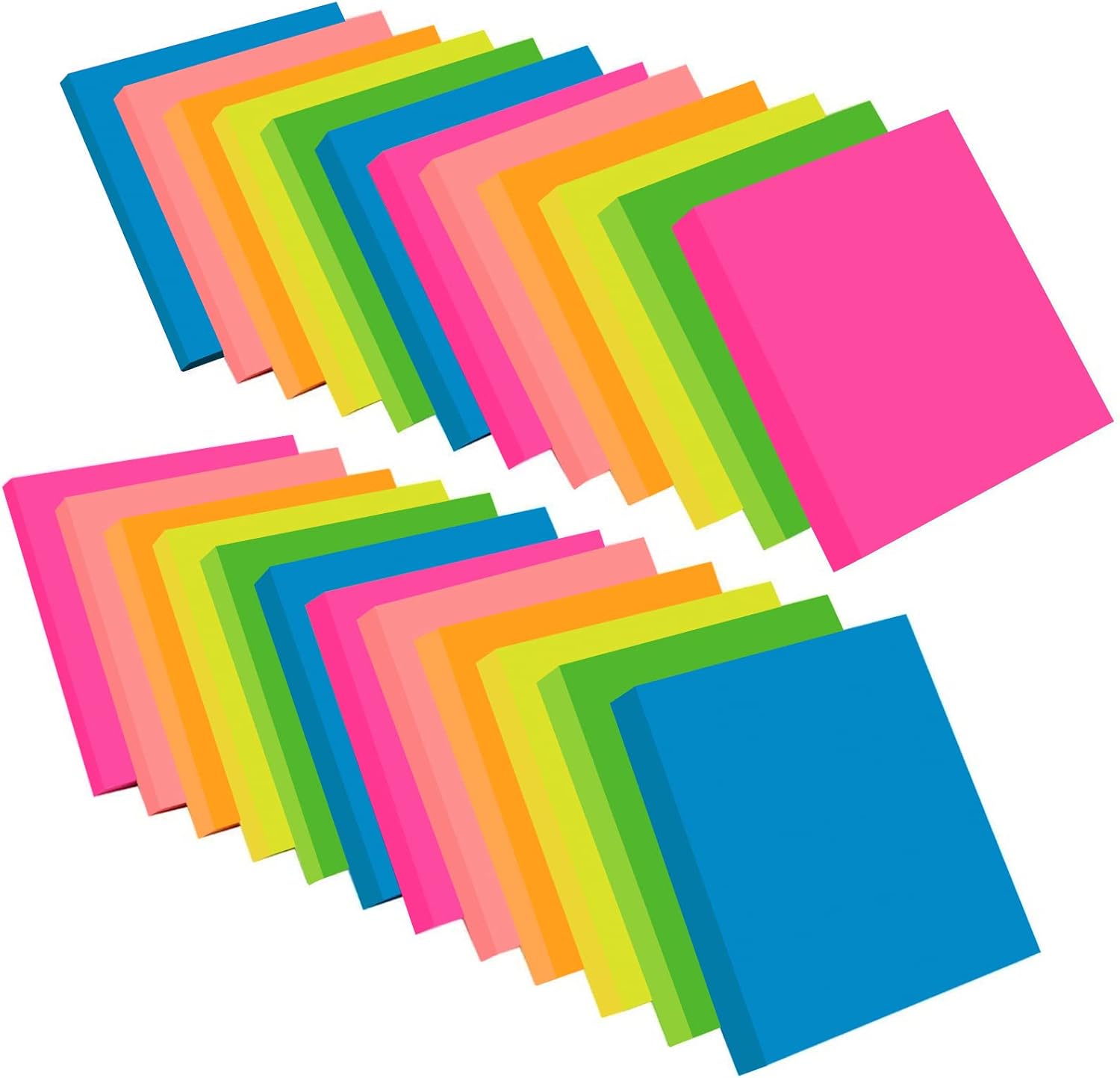 ZCZN Foglietti Adesivi Multicolor 76x76 mm – 24 blocchetti, 6 colori, 100 fogli ciascuno