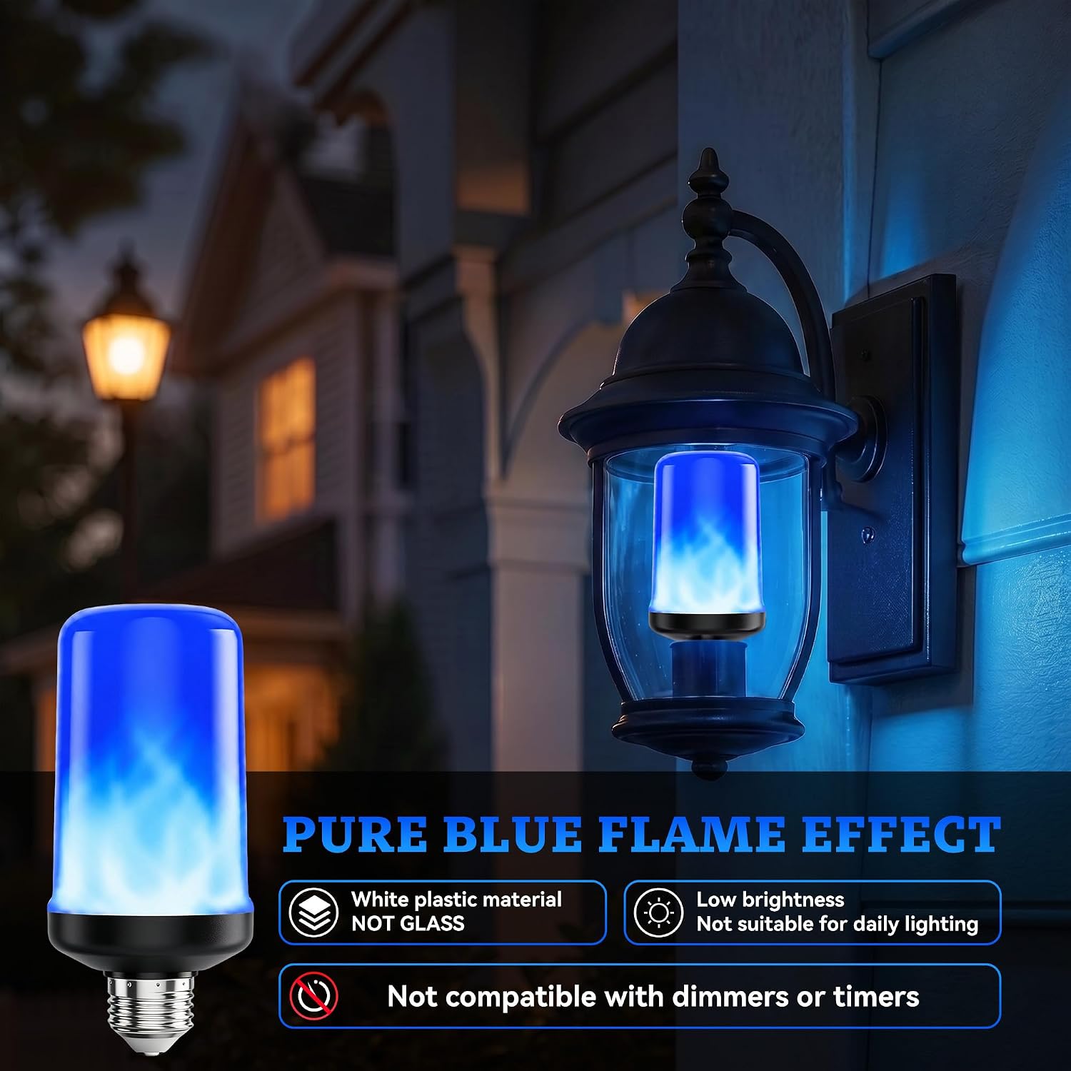 Detalle de Hyrion Blue LED Flame Bulb, E26 Base