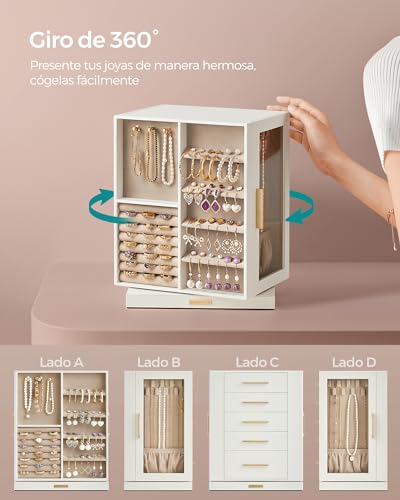 Thumbnail 2 de SONGMICS Colección GISELLA: Caja Joyero Giratorio 360° JBC170W01, 5 Cajones y Ventanas de Cristal