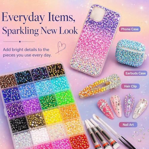 Thumbnail 5 de SwanQueen 24 Colours Bedazzling Kit with Glues, Rhinestone Set for Crafts & Nails