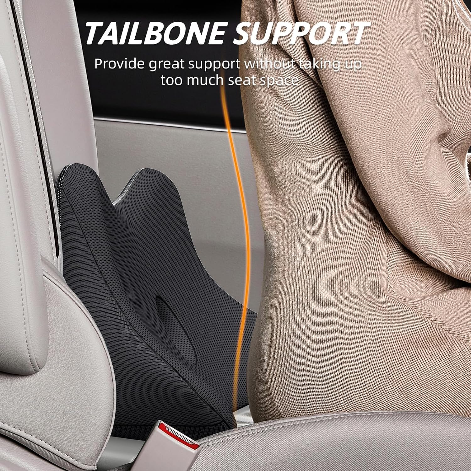 Thumbnail 2 de Benazcap Memory Foam Lumbar Cushion for Car Seats – back support pillow with dual buckle fixing