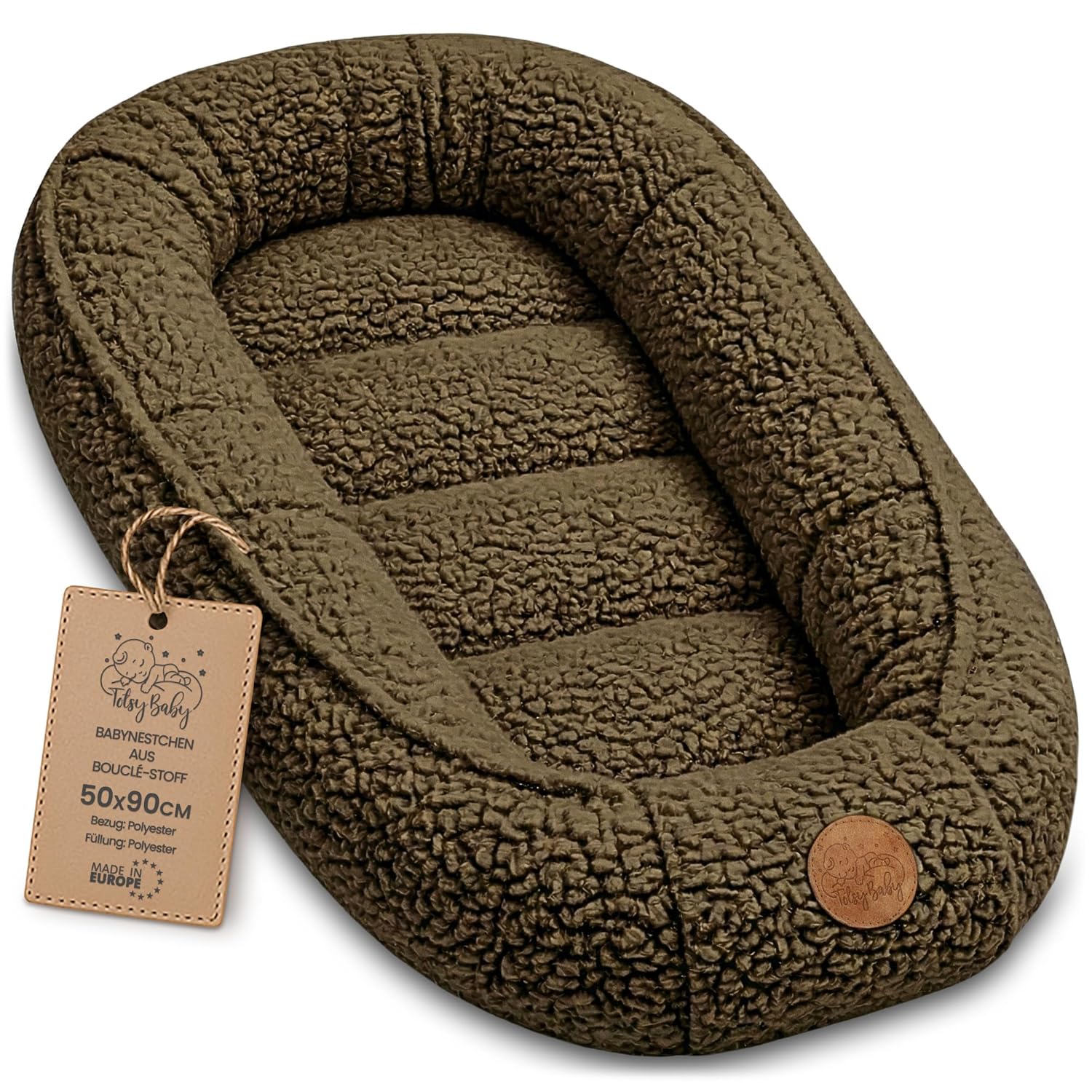 Thumbnail 6 de Nestchen Baby – Babynestchen Neugeborene mit Tragegriff, Minky & Baumwolle, verstellbar (70–90 cm) für Babybett