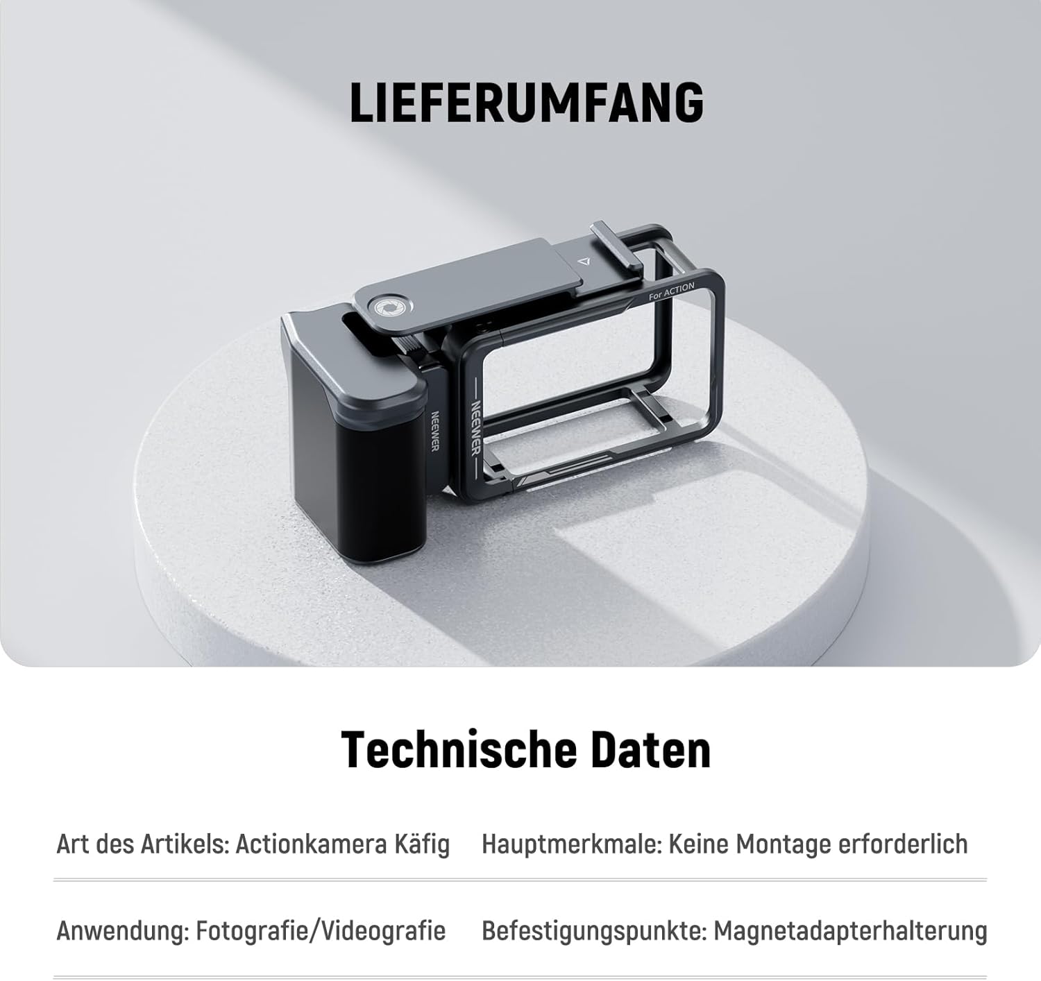 Thumbnail 6 de NEEWER Cage und Side Handle Set für Osmo Action 5 Pro