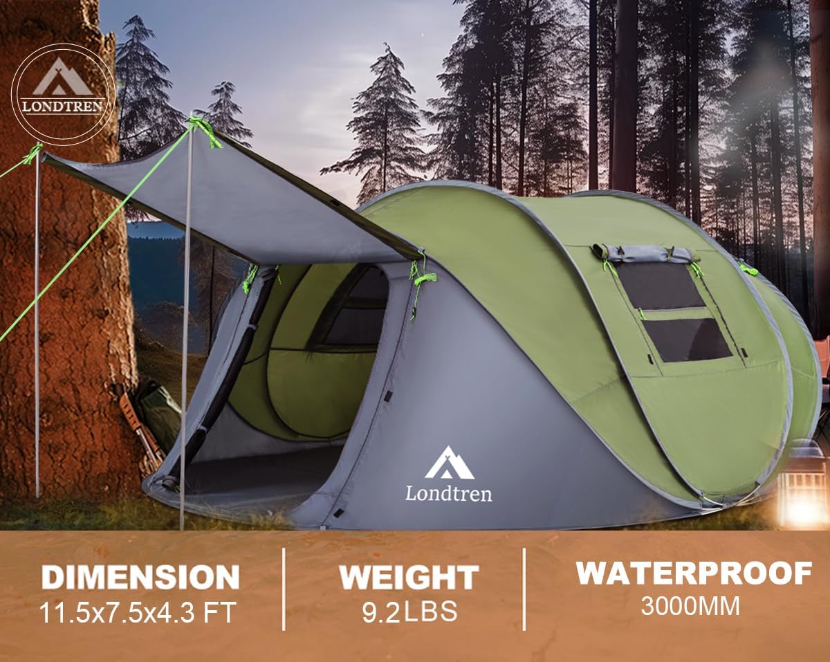 Thumbnail 2 de Londtren Camping Tent, 4-Person Pop-Up with Two Doors and Vestibule