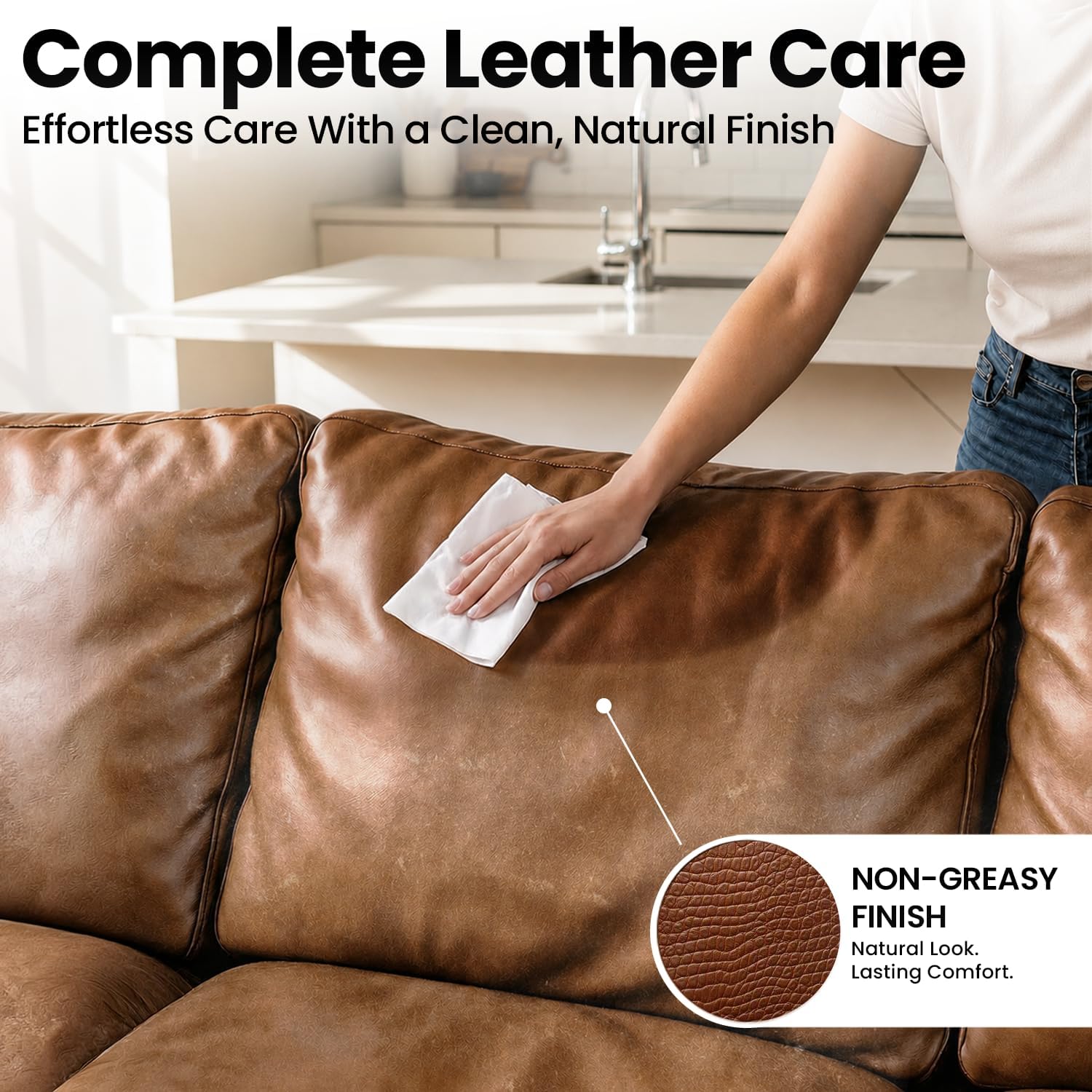 Detalle 2 de EVEO CAC6 Leather Wipes, 4-in-1 Cleaner and Conditioner, 80 Count