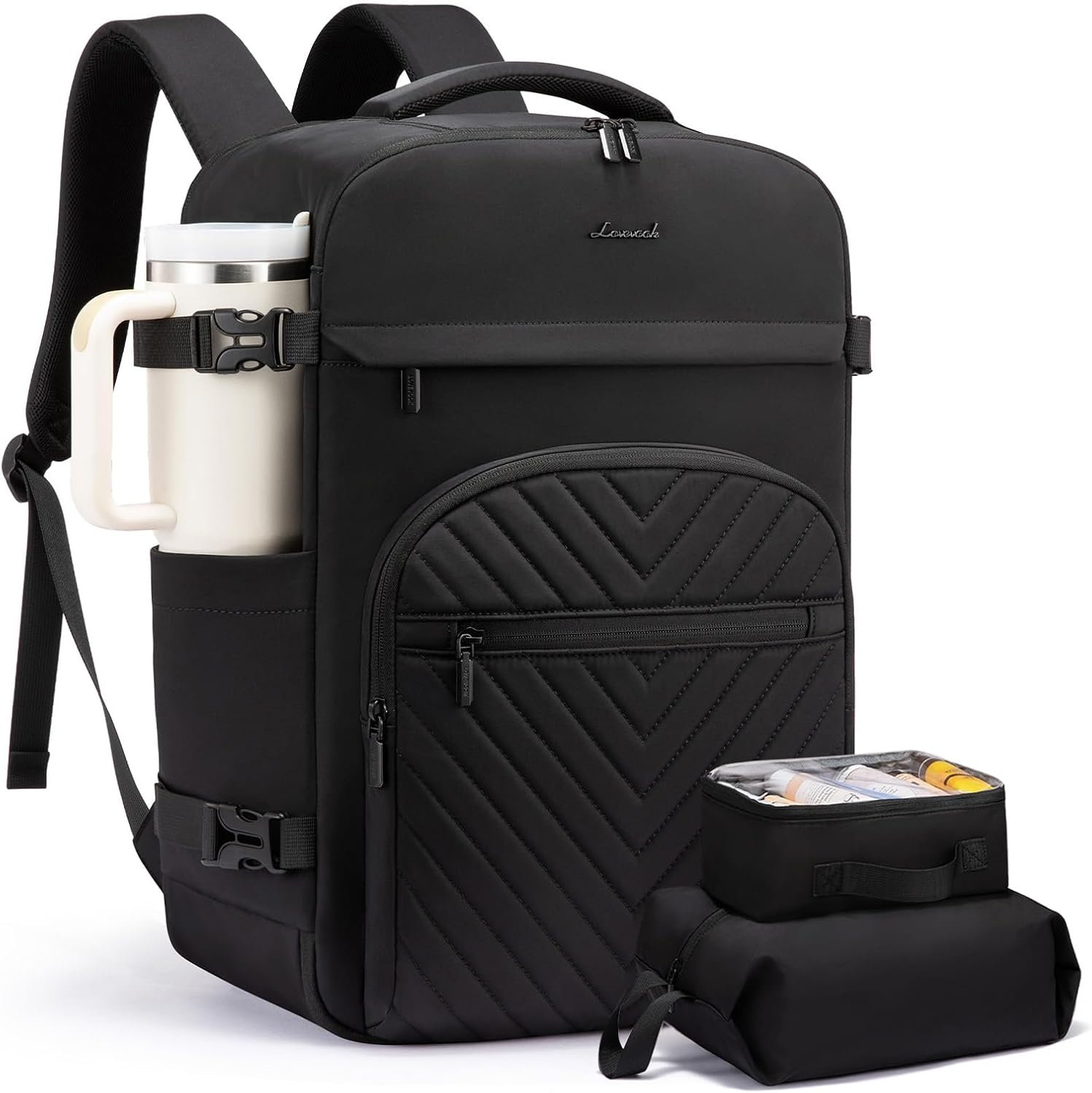Detalle de LOVEVOOK 40L Travel Backpack for Women & Men (TSA Personal Item) with Waterproof Compartments and Laptop Sleeve, Black