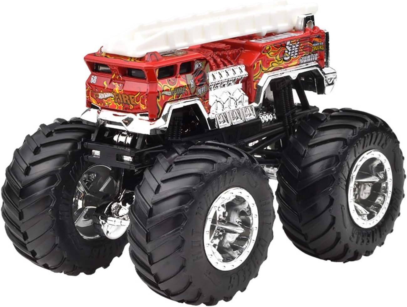 Detalle de ホットウィール JGR04 モンスタートラック ファイブ・アラーム 1:64 レッド、クラッシュ用ミニカー付き
