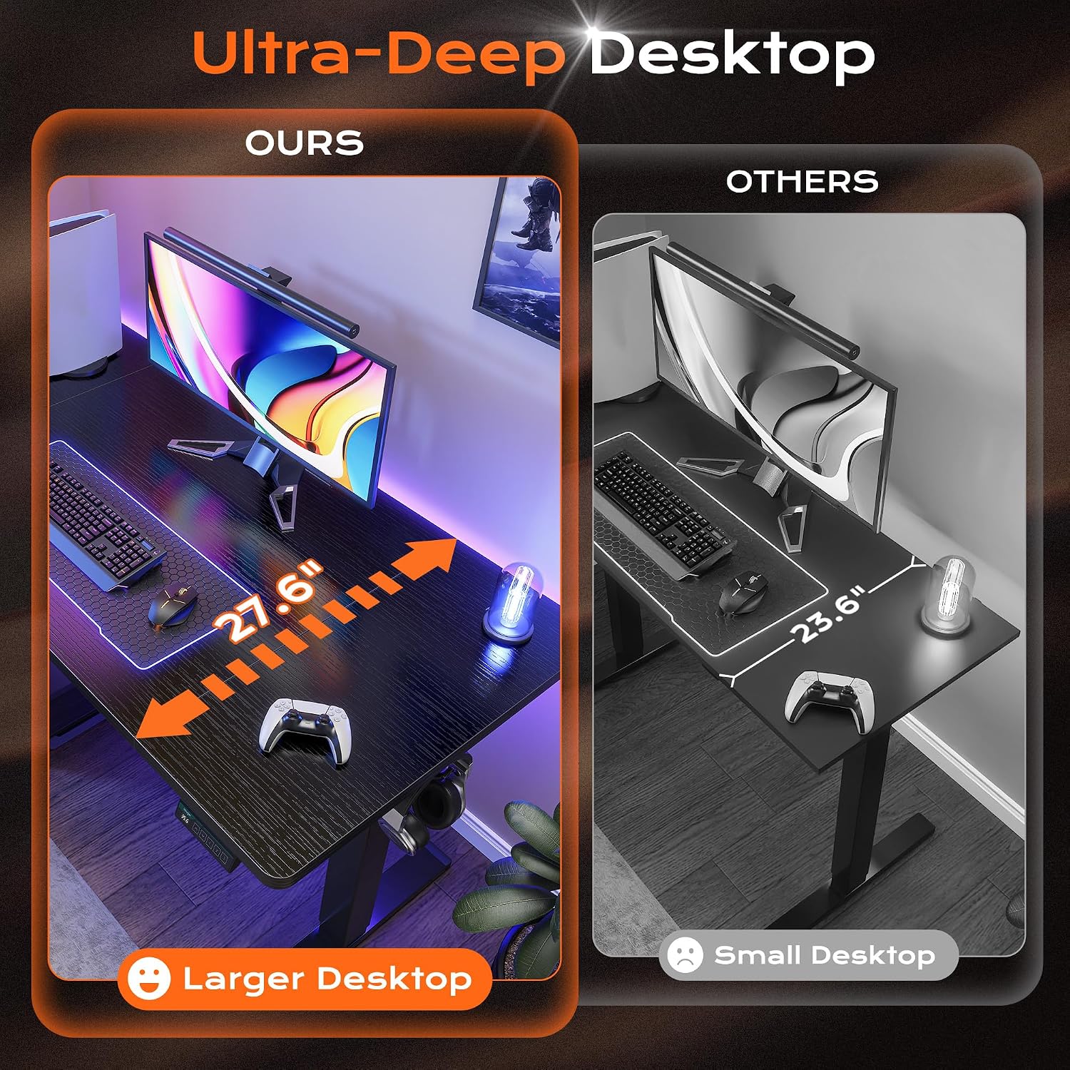 Detalle 2 de Huuger 55 x 28 Electric Standing Desk, 27.6" Deep