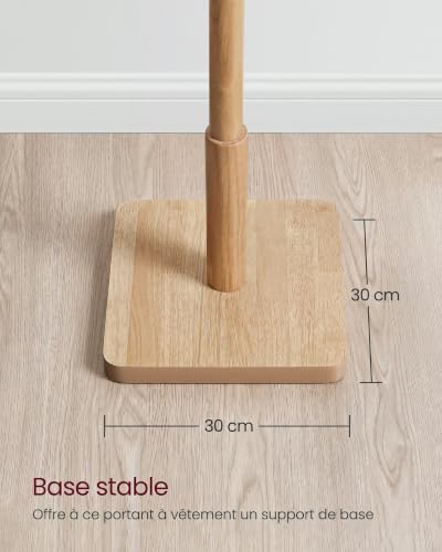 Thumbnail 4 de VASAGLE Portemanteau sur Pieds avec 8 Crochet, MDF Bois d’Hévéa – Support Stable et Réglable