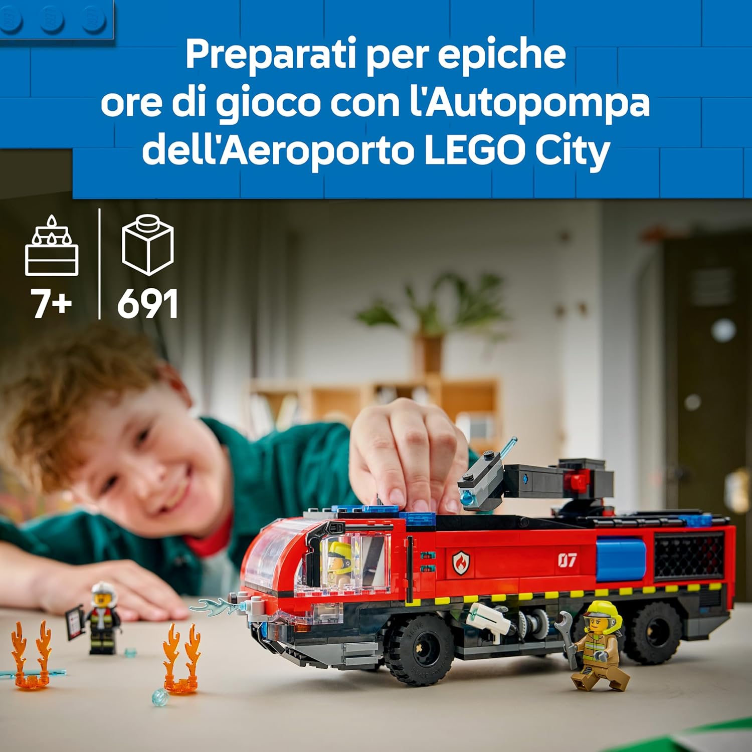 Thumbnail 1 de LEGO City Autopompa dell’Aeroporto 60499 — Camion dei Pompieri con Braccio Extintore e 4 Minifigure