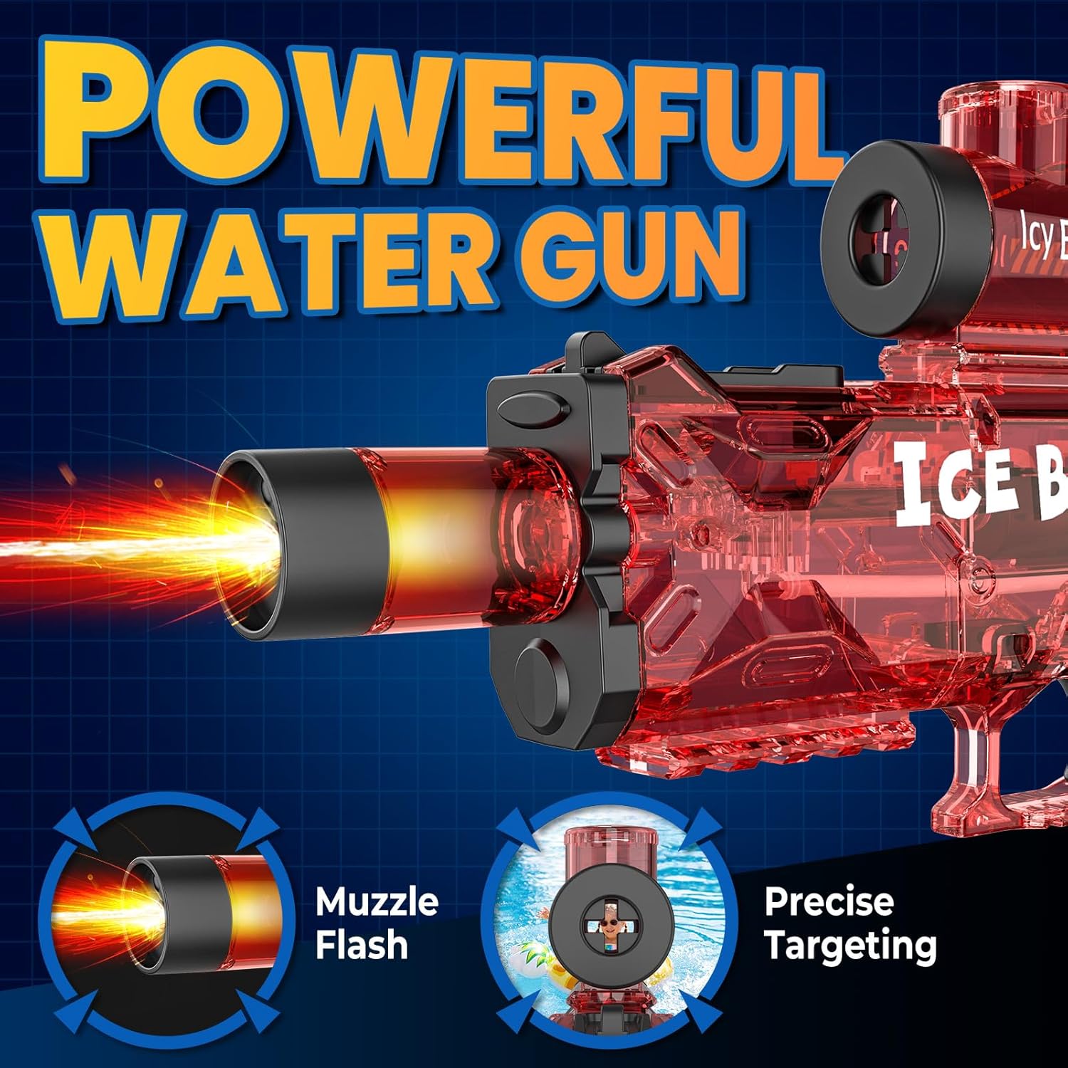 Thumbnail 1 de Elektrische Wasserpistole für Kinder und Erwachsene – Vollautomatisch mit LED, Sound und USB-Akku (360 ml, 8 m Reichweite)