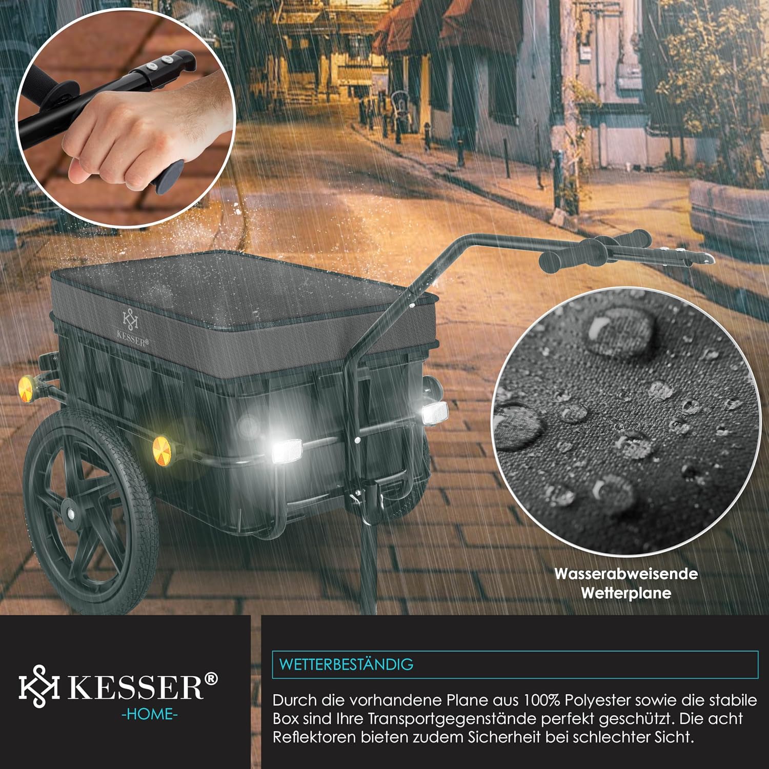 Thumbnail 4 de KESSER Fahrradanhänger mit Kupplung und Hochdeichsel – Lastenanhänger für Transportbox 70 Liter (für 2 Bierkästen)