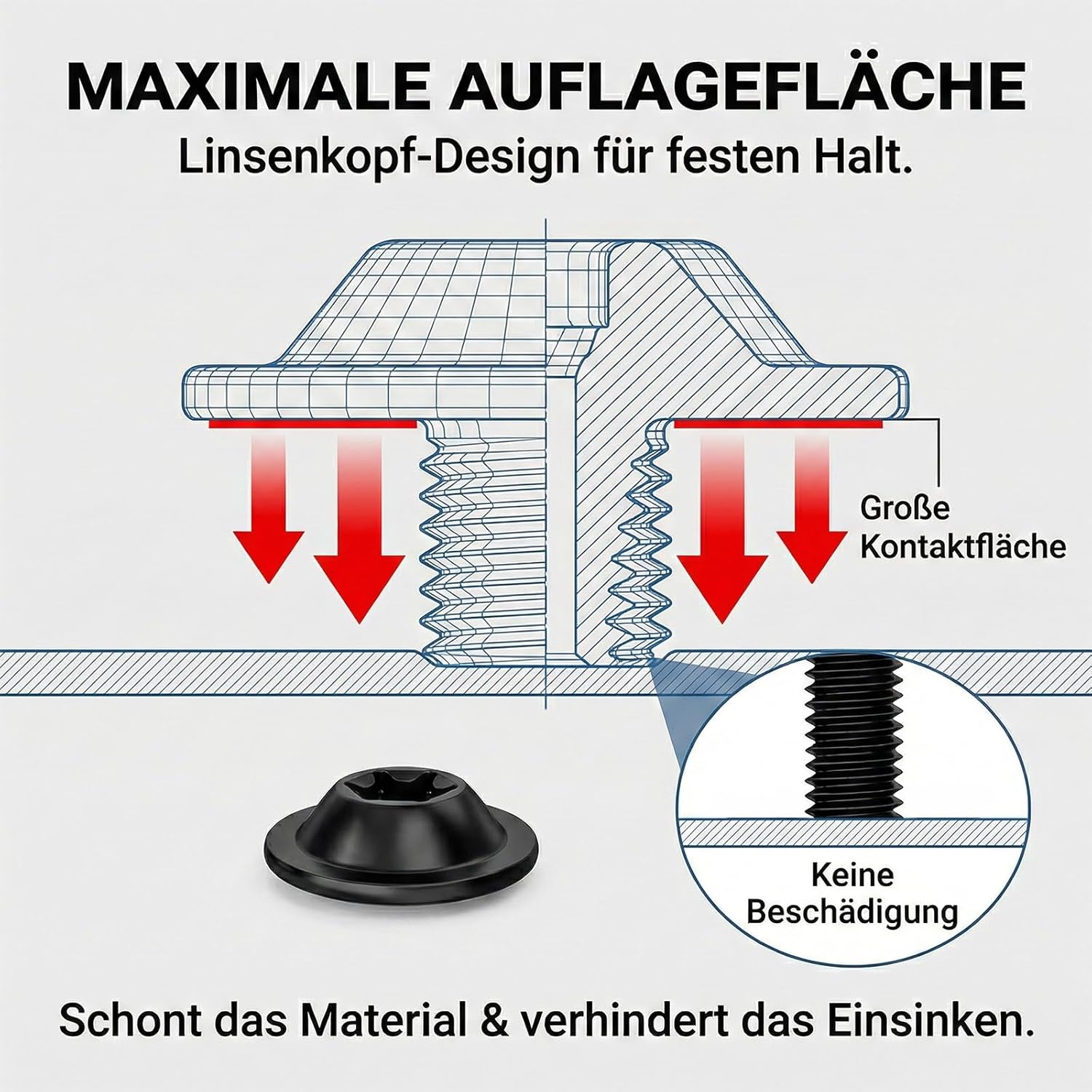 Thumbnail 3 de 30 Stück M4x10mm Linsenkopfschrauben Schwarz – Flansch, Torx, A2 V2A Edelstahl