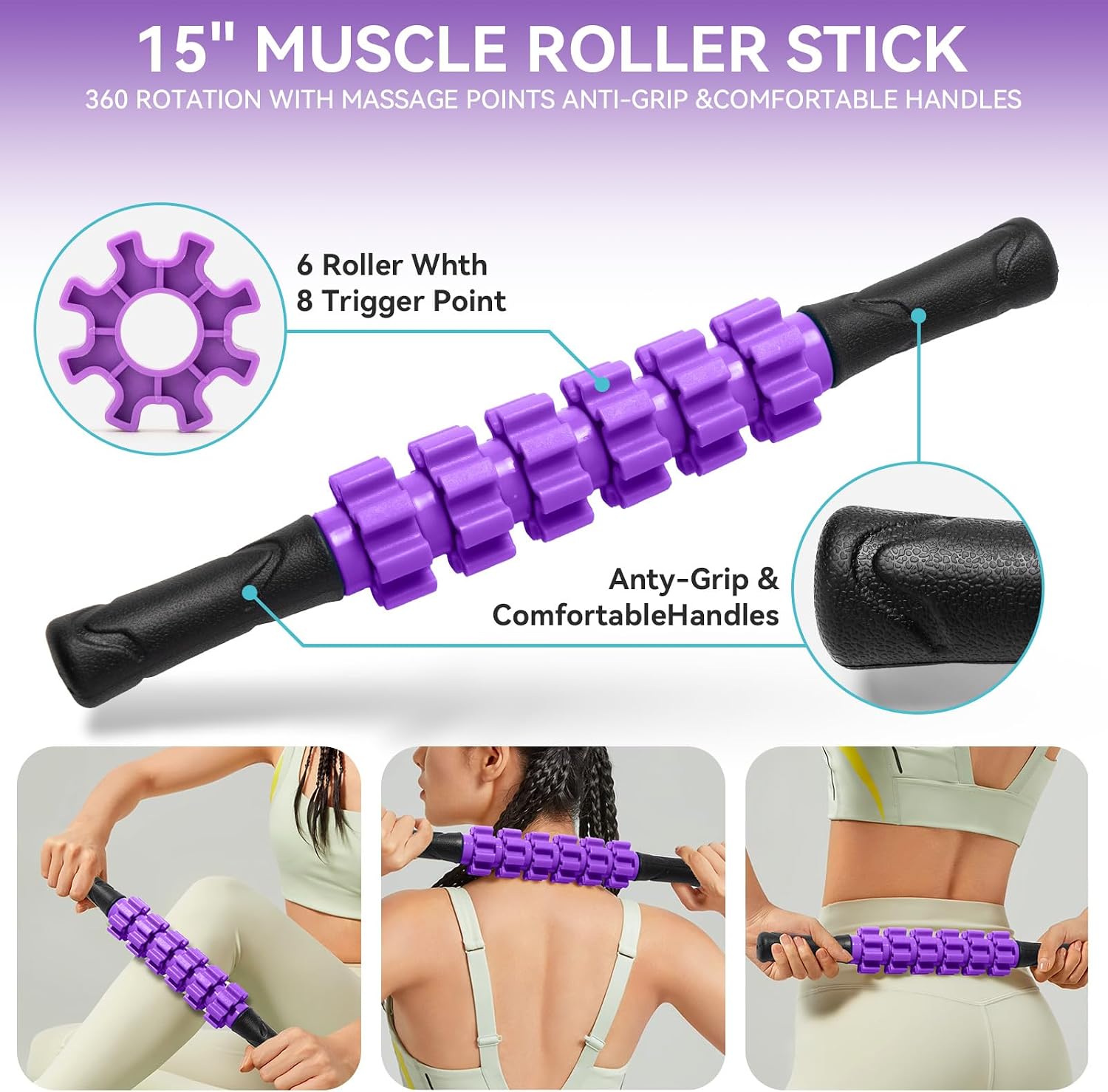 Detalle de Krightlink 2154 5-in-1 Foam Roller Set with Massage Ball and Resistance Band