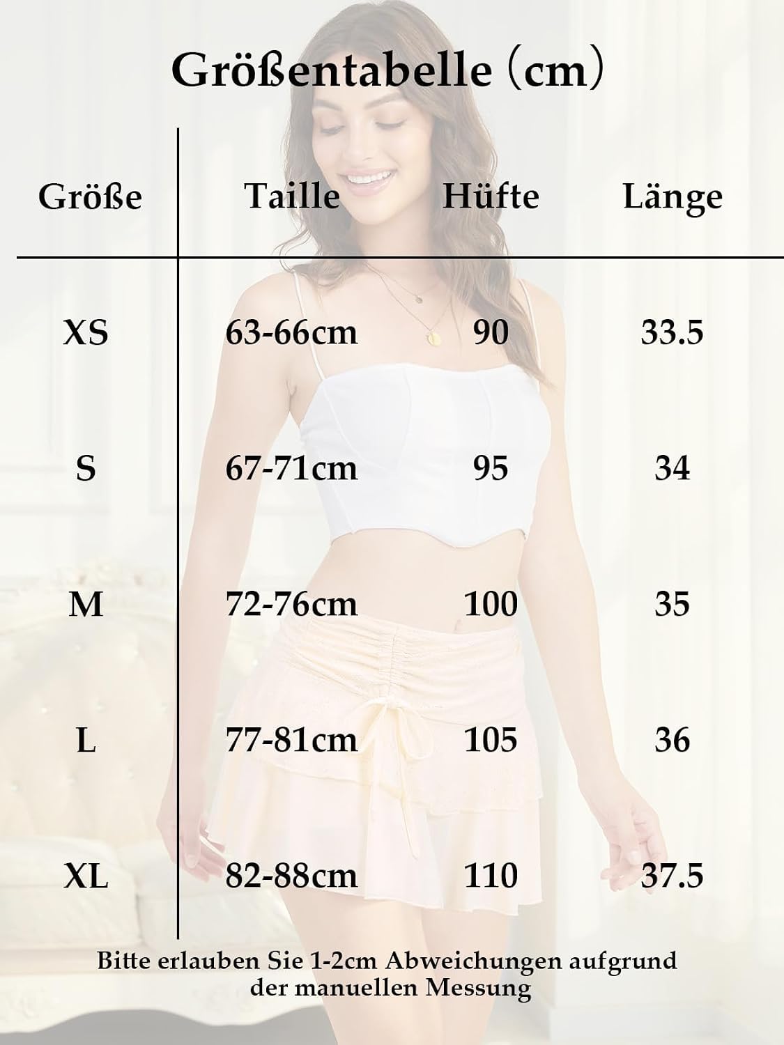 Thumbnail 6 de Waist Wow Damen Minirock mit Spitze – Elastische Taille, Rüschenrock mit integrierter Shorts