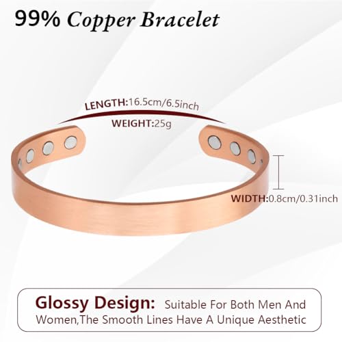 Detalle de OFFCUP Pulsera magnética de cobre con 8 imanes y tamaño ajustable