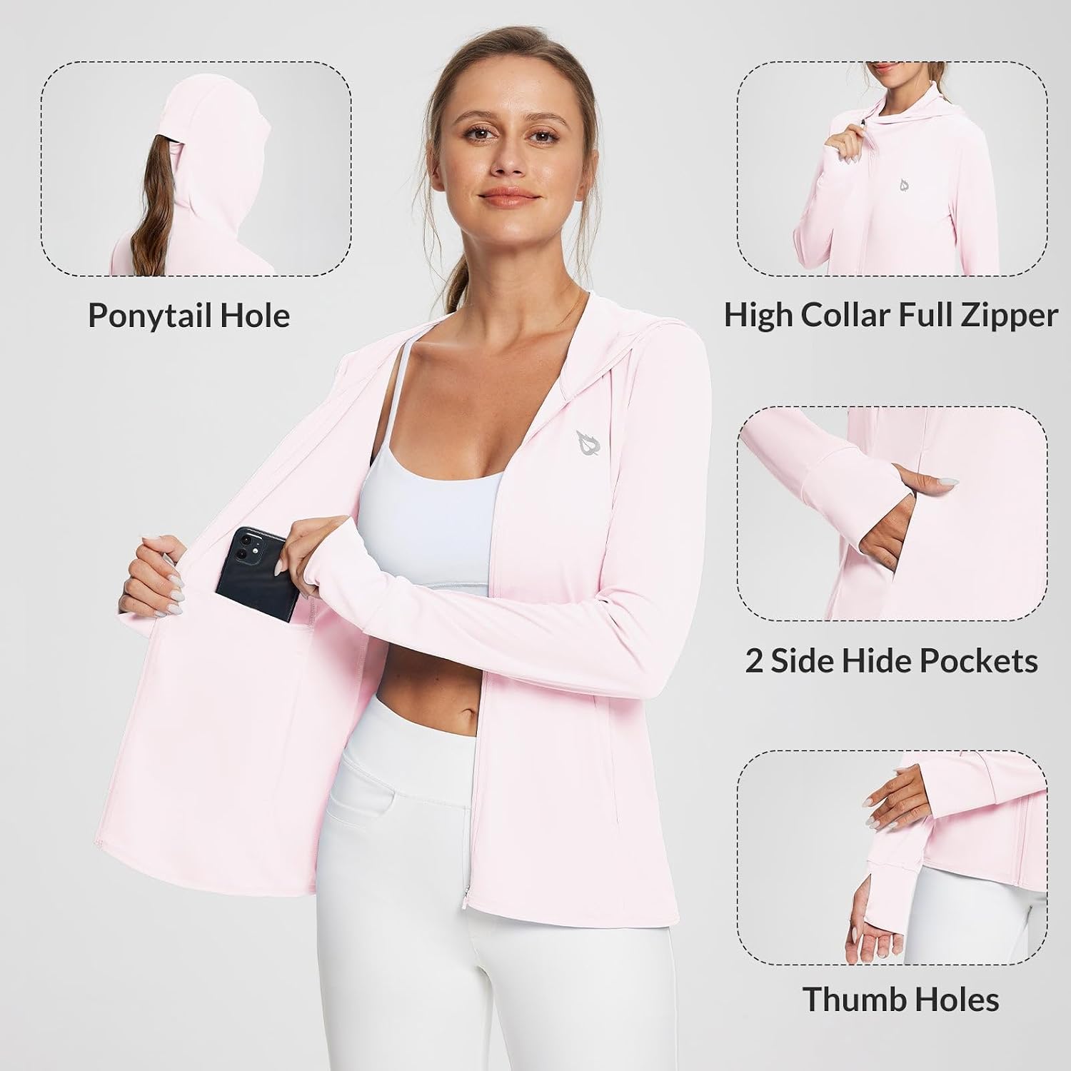 Detalle de baleaf Women's Sun Protection Jacket Hoodie — Lightweight UPF 50+ Cover Up
