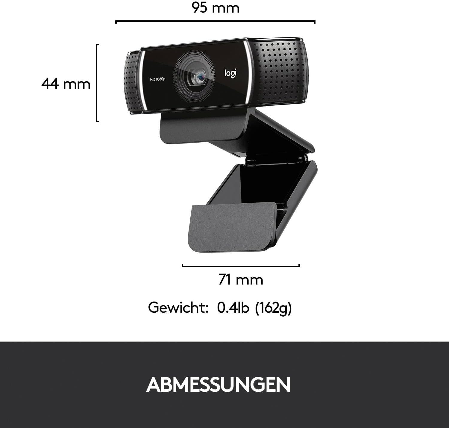 Detalle de Logitech C922 Pro Stream Webcam (HD 1080p/30fps or HD 720p/60fps) with stereo audio – black