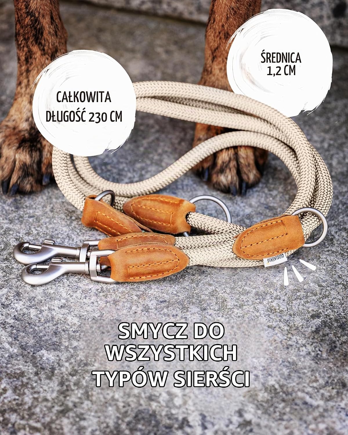 Detalle de Rudelkönig Emma – regulowana smycz 2,30 m z liny nylonowej