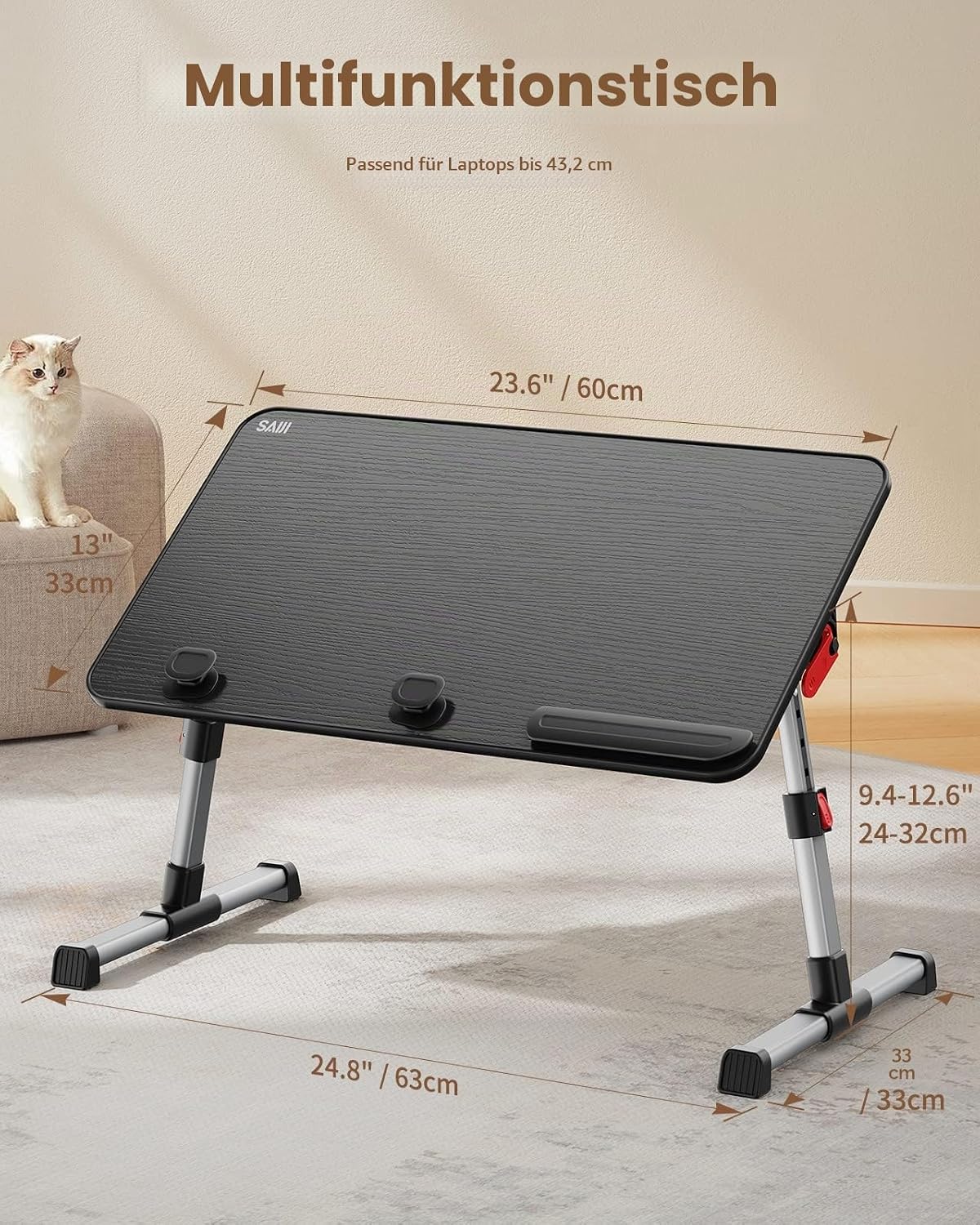 Thumbnail 5 de SAIJI Betttisch höhenverstellbar 23,9–32 cm 🛋