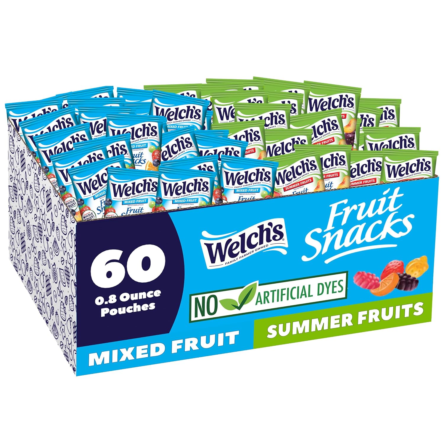 Detalle de Welch's Mixed Fruit & Summer Fruits Snacks, 60 Count, 0.8 oz Packs