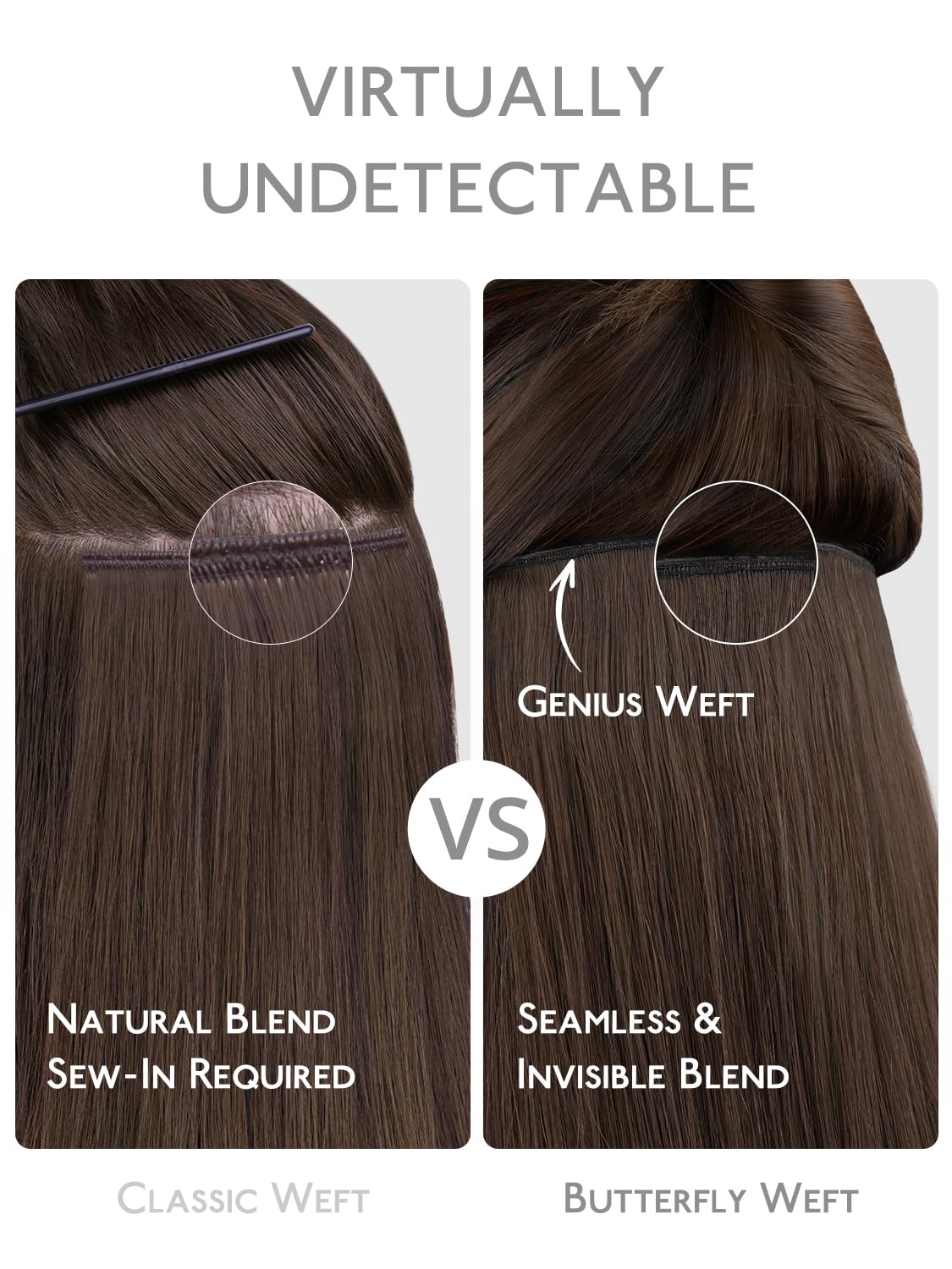 Detalle 2 de WENNALIFE WEDGeHoSI#4-18 Butterfly Weft Hair Extensions, 18-Inch Remy Hair
