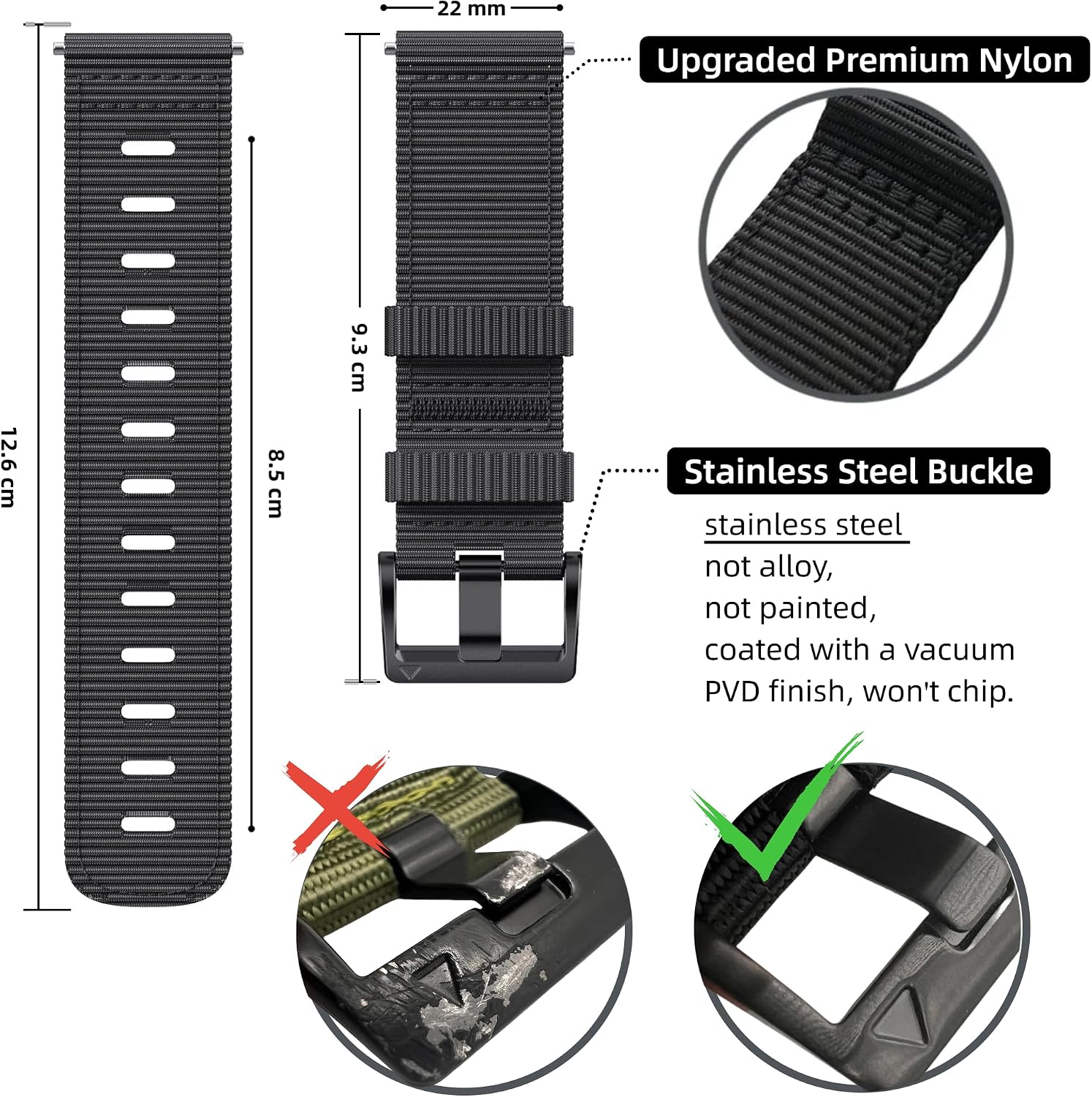 Detalle 2 de EKINGEEK replacement nylon watch strap for Garmin Instinct 45mm series (Instinct/Instinct 2/Instinct 3 compatible)