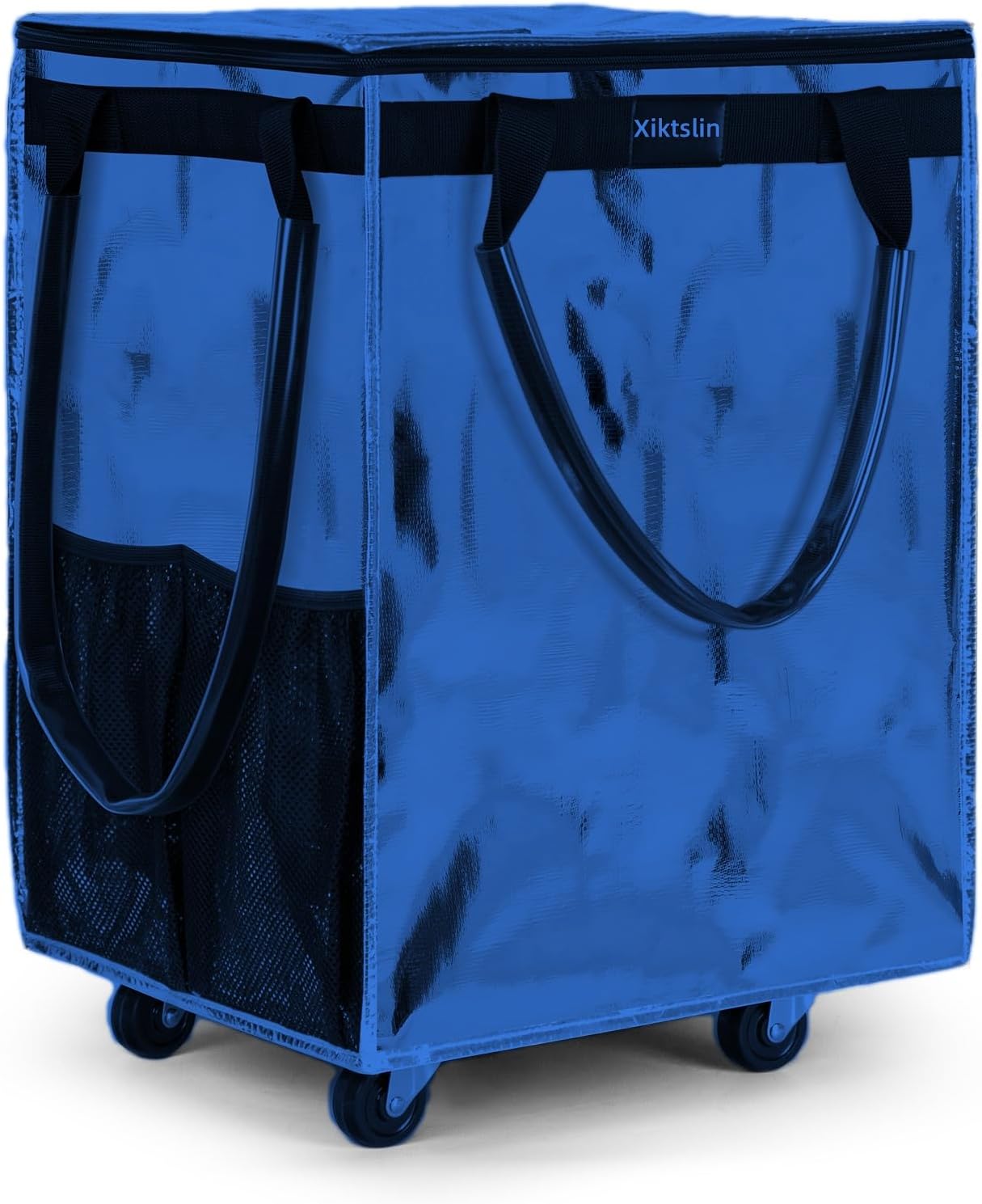 Thumbnail 6 de (Large, Black) Reusable Rolling Grocery Bag on 5 Wheels with Zipper, 72L Foldable Tote