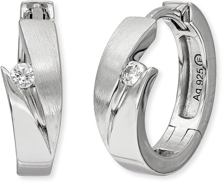 Detalle de Engelsrufer Creole Jana aus Sterling Silber mit 2 Zirkonia, Clipverschluss, nickelfrei (16 mm)