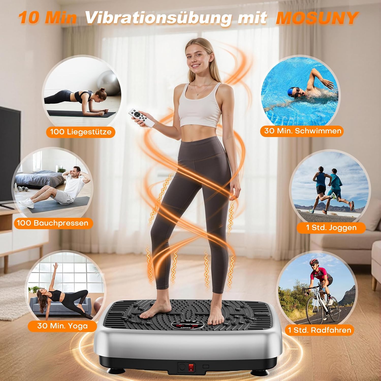 Detalle de MOSUNY Vibrationsplatte 2026 – Verbesserte Dual-Motor-Vibration für Ganzkörpertraining zu Hause