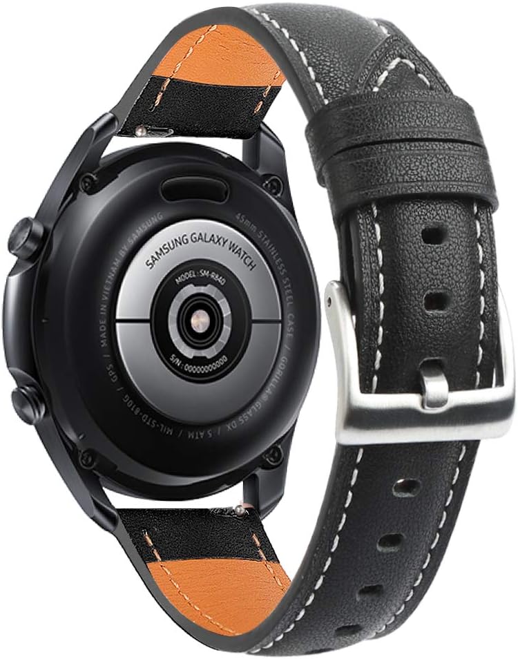 Detalle de INF Armband für Samsung Galaxy Watch 3 (45 mm) aus echtem Leder, schwarz