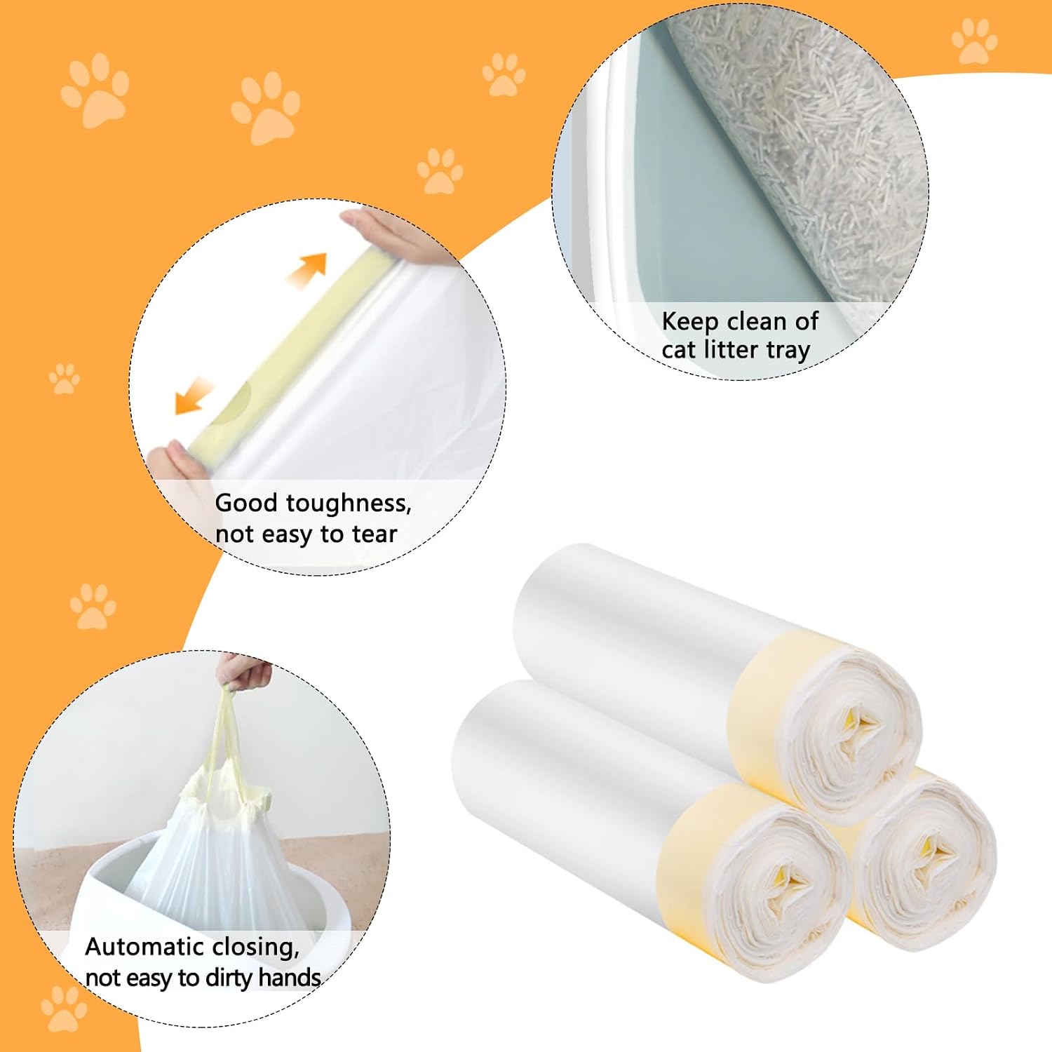 Detalle de 30Pcs Cat Litter Tray Liners 45x79cm – Heavy Duty Drawstring Bags for Large Litter Boxes