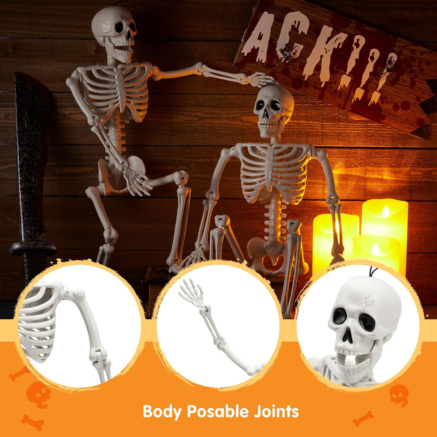 Thumbnail 5 de JOYIN 16418 24-Inch Halloween Skeleton Decorations, 2-Piece Posable Plastic Set