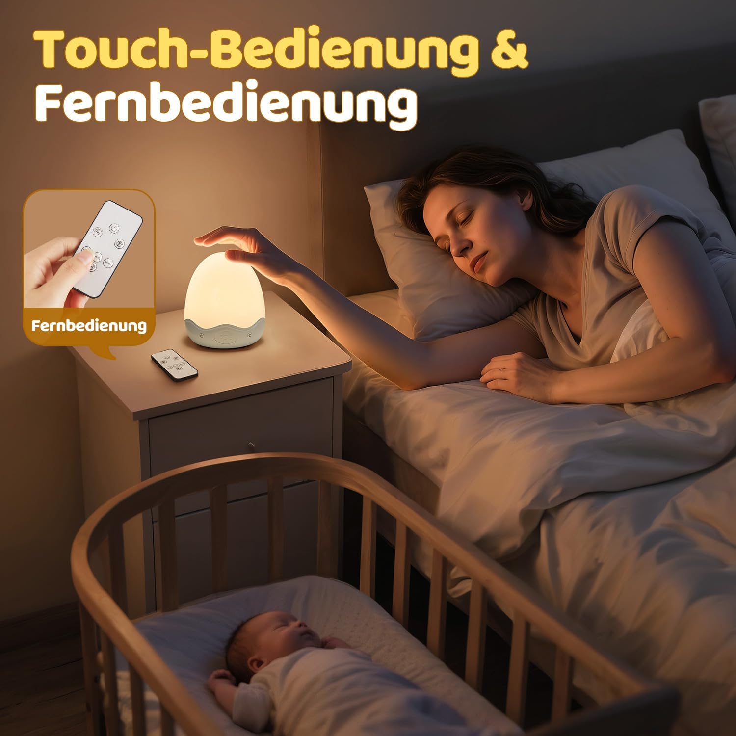 Detalle 2 de COOLNIGHT Nachtlicht Kinder Eggy Egg – dimmbares Stilllicht mit Touch, Fernbedienung, 10 Farben und langer Akku