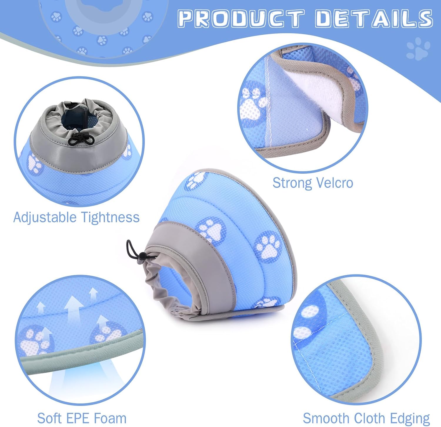 Thumbnail 6 de Toptakeit Soft Adjustable Cat Recovery Cone, Blue