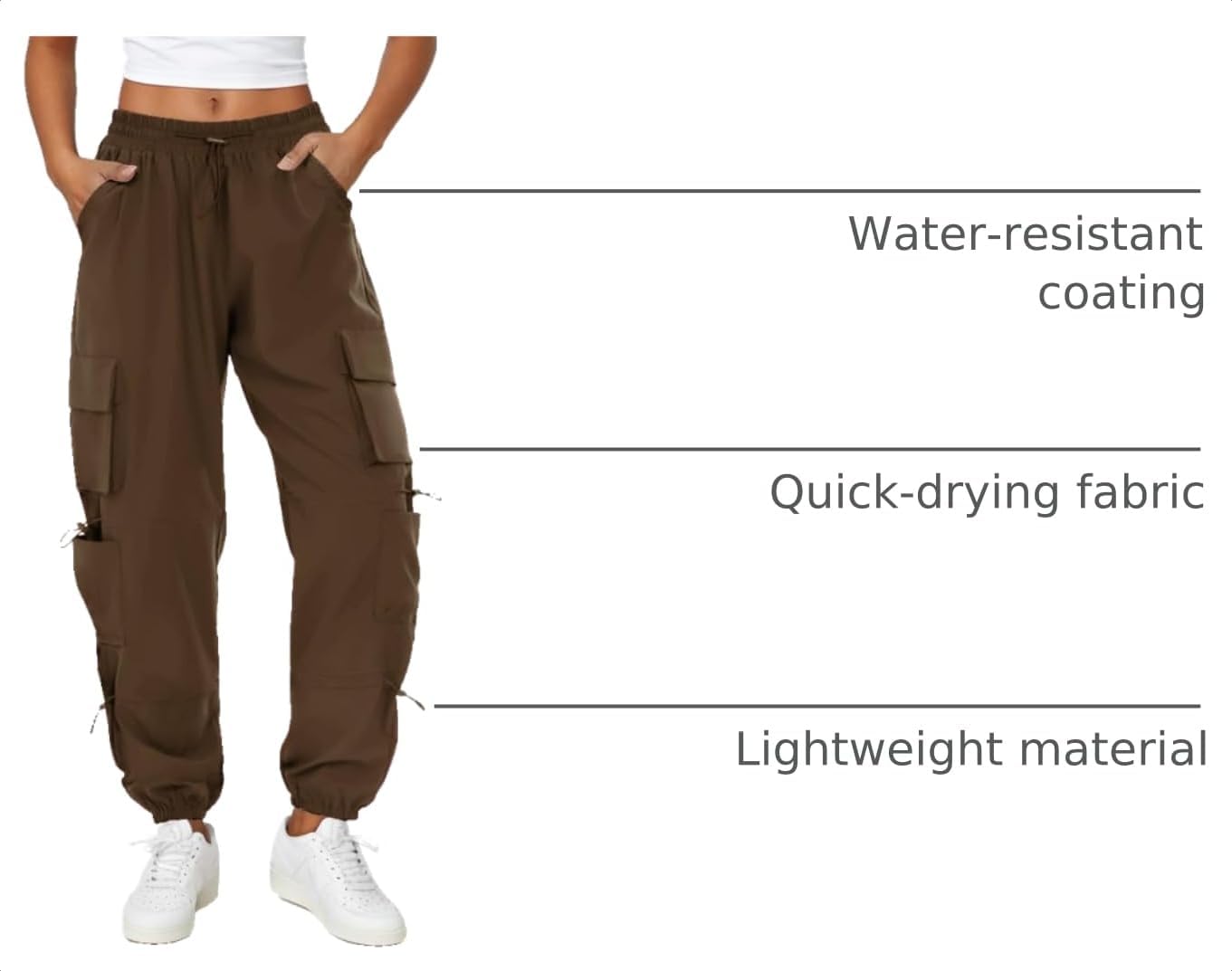 Detalle de COPYLEAF Women's Cargo Pants with Six Pockets