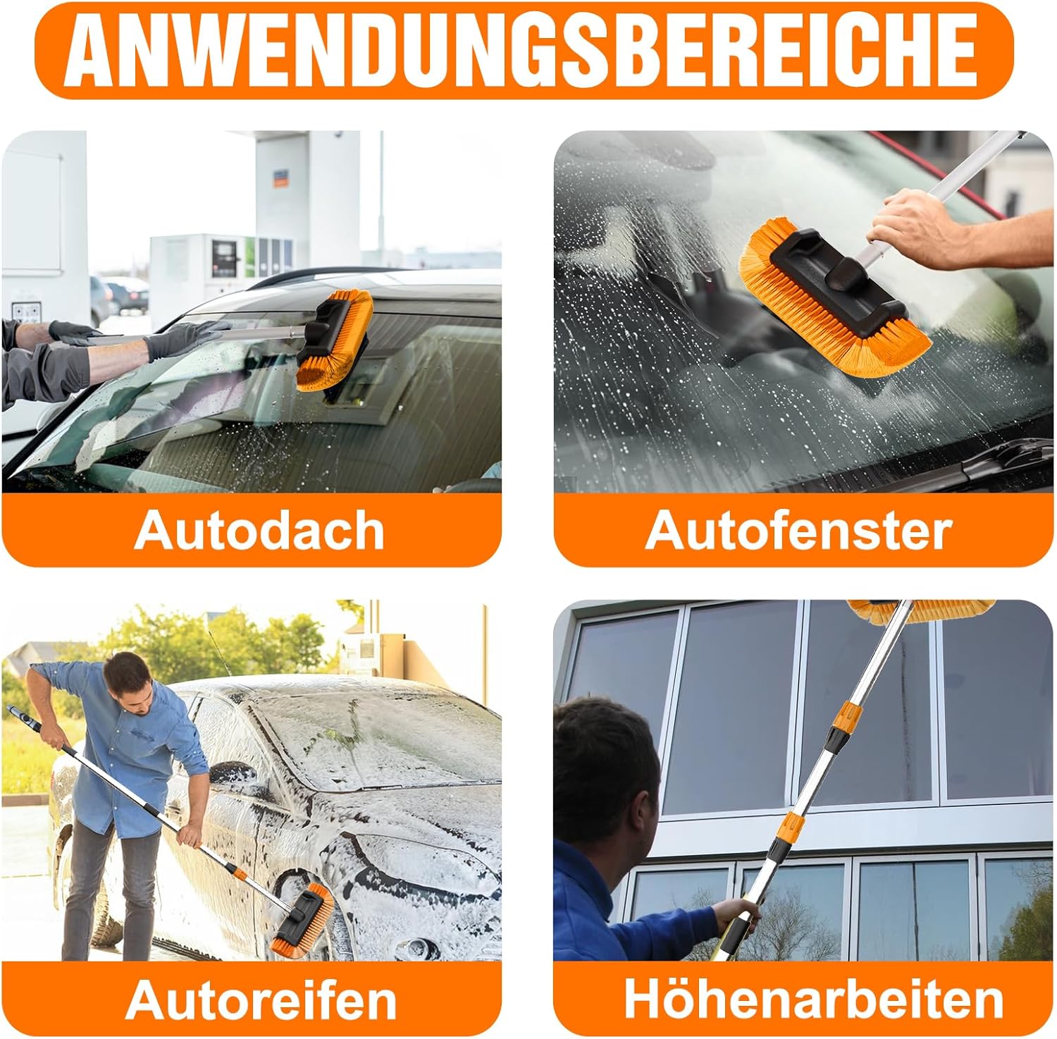 Thumbnail 2 de LAANPOLE 3,6m Teleskop-Autowaschbürste mit 30 cm Bürstenkopf – flexibel, schonend und hoch hinaus