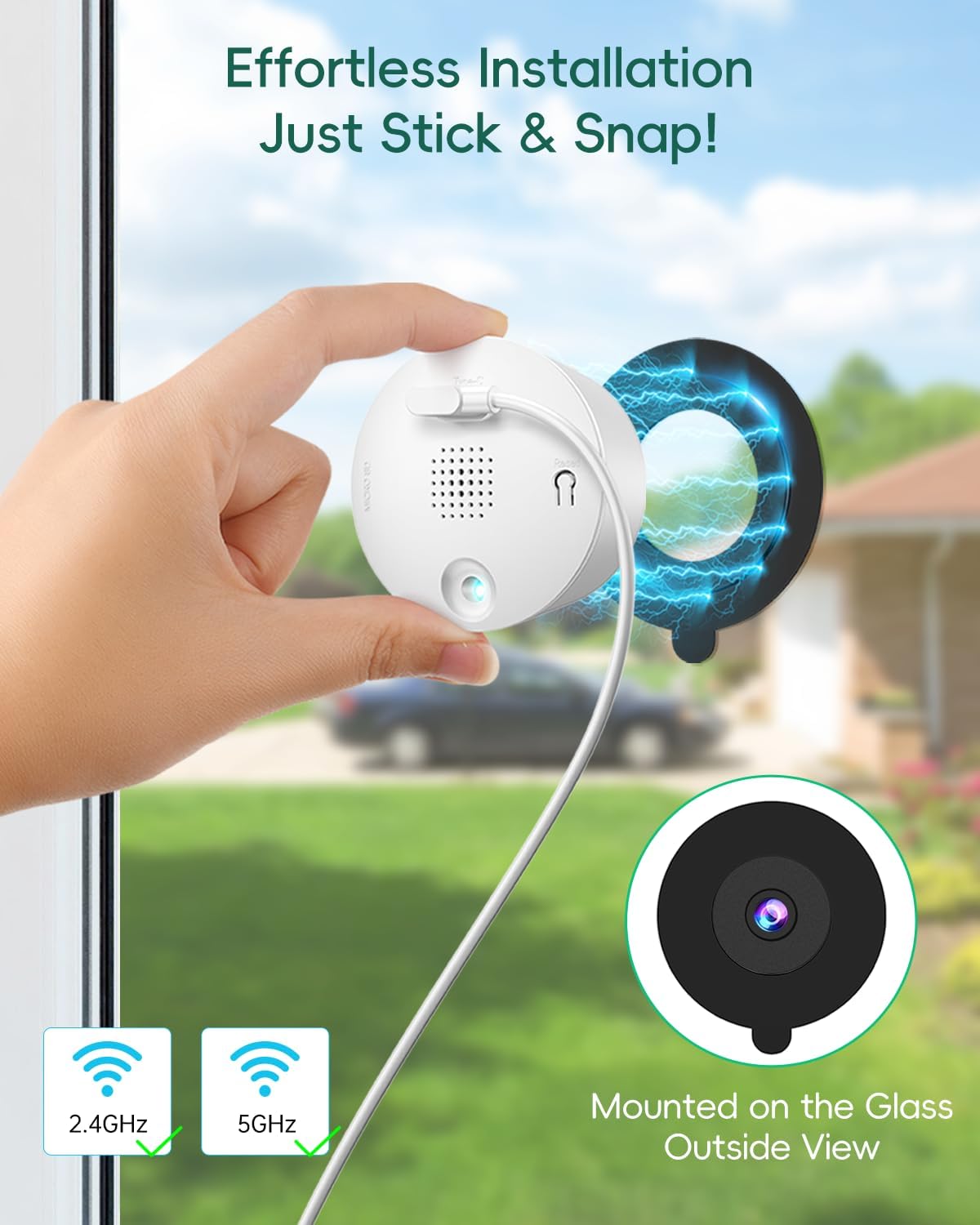 Detalle de SYMYNELEC Window Cameras for Home Security: 2K Full Colour Night Vision, 5G/2.4G Indoor Camera with Tilt Mount
