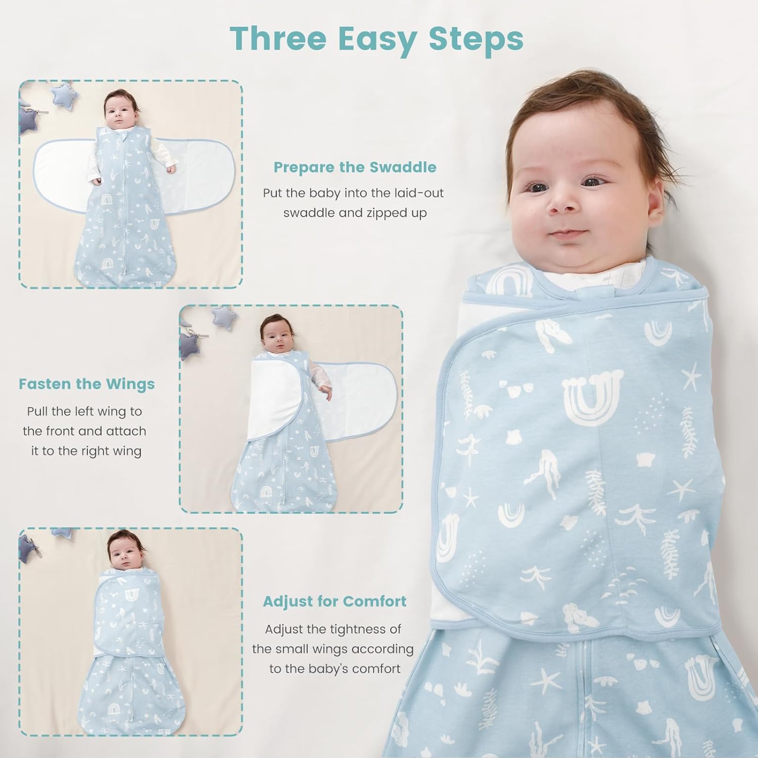 Thumbnail 4 de LILBESTIE Baby Sleeping Swaddle Bag 1.0 Tog (3-in-1 Adjustable) for Newborns 0–12 Months