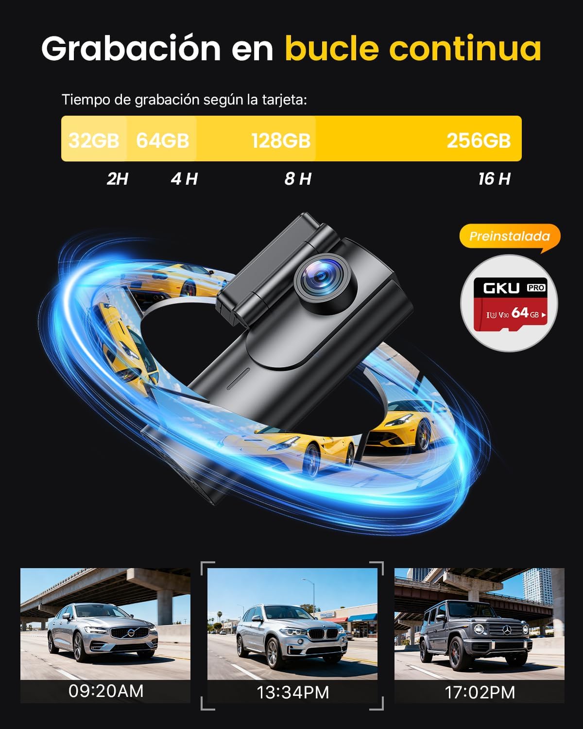 Thumbnail 5 de GKU D600 Dashcam 4K frontal y 1080P trasera