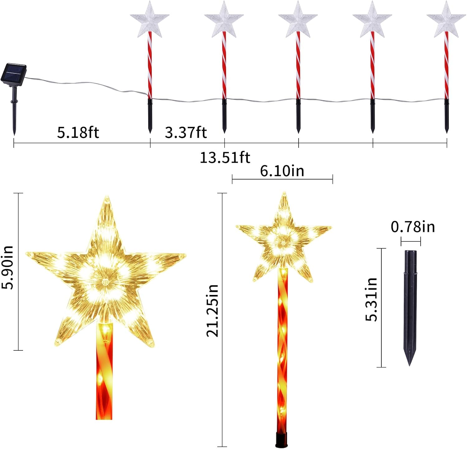Thumbnail 2 de BRIGHTDECK Solar Christmas Pathway Lights 10-Pack