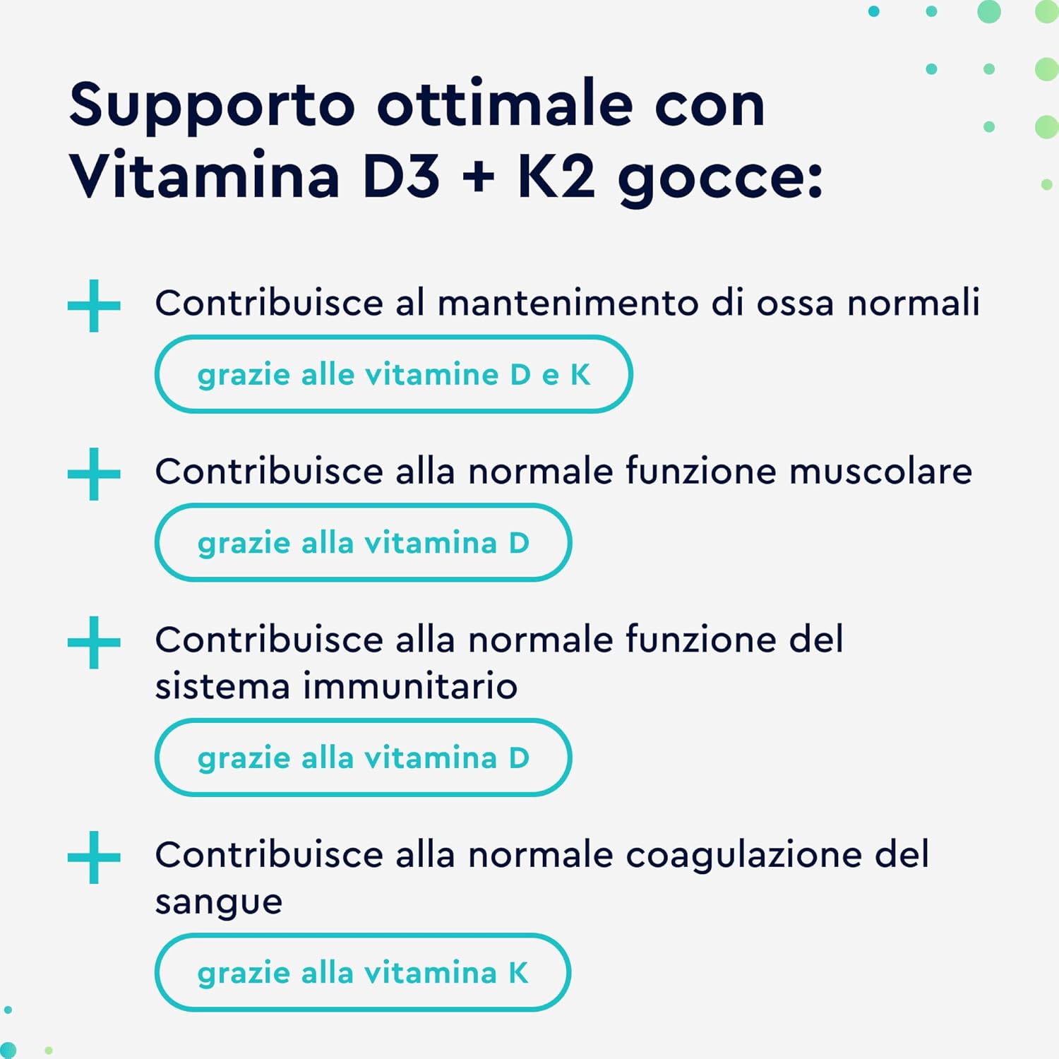Detalle de Vitamina D3 + K2 in Gocce Gloryfeel 50 ml: alta assunzione giornaliera in olio MCT