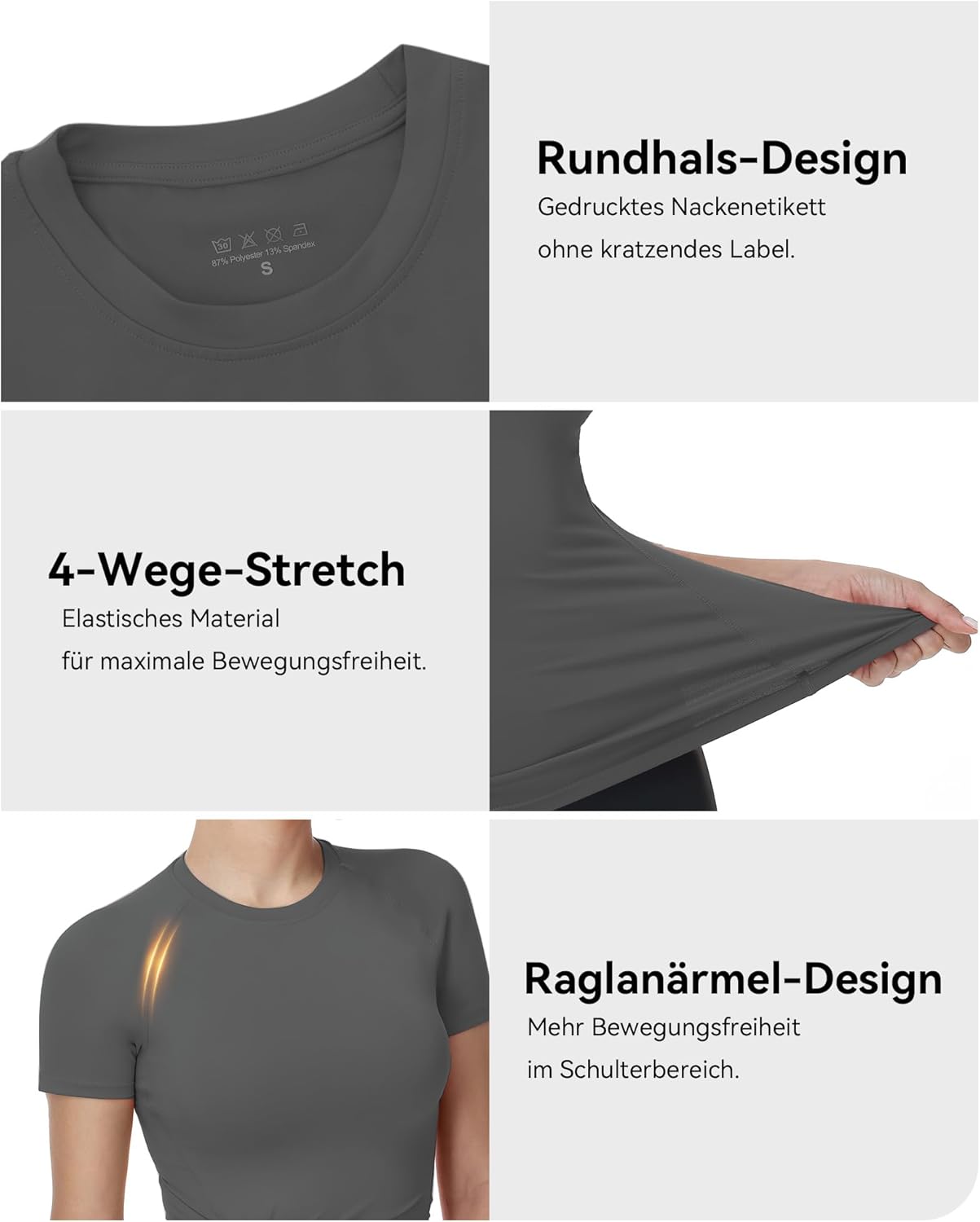 Thumbnail 3 de ELIRAVO Damen Kompressionsshirt Kurzarm mit Raglanärmeln – atmungsaktives, schnell trocknendes Sportshirt