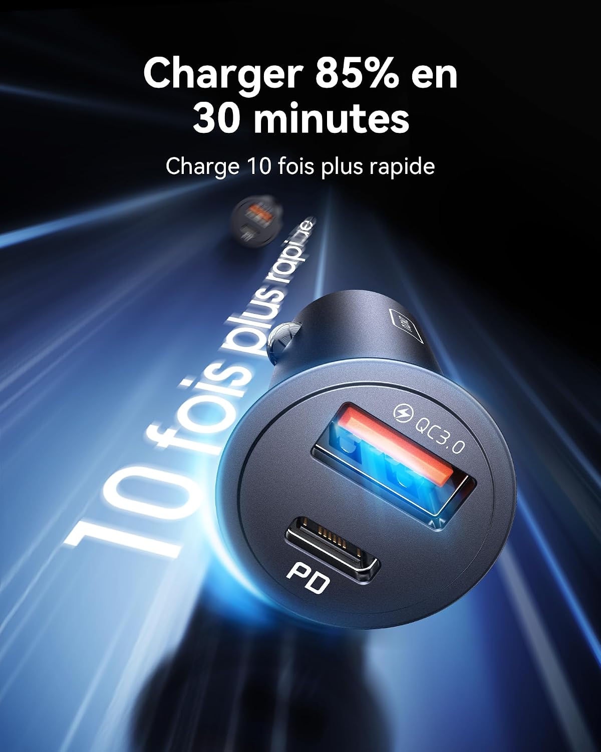 Thumbnail 2 de INIU USB-C-autolader 60 W met twee poorten, PD 3.0 en metalen behuizing