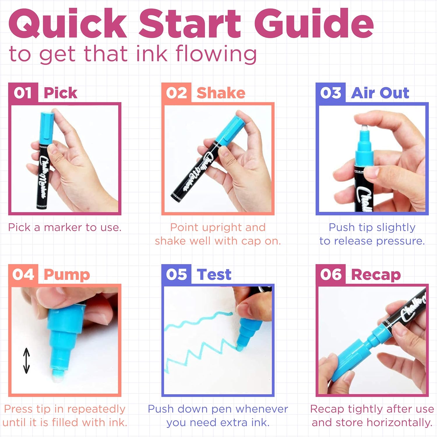 Thumbnail 5 de Chalkola Liquid Chalk Pens (Pack of 40) – Neon, Pastel & Metallic Wipeable Markers with 6mm Reversible Tip