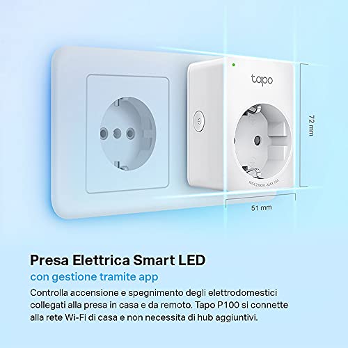 Detalle de Tapo P100 presa smart Wi-Fi 10 A, 2300 W, app e controllo vocale