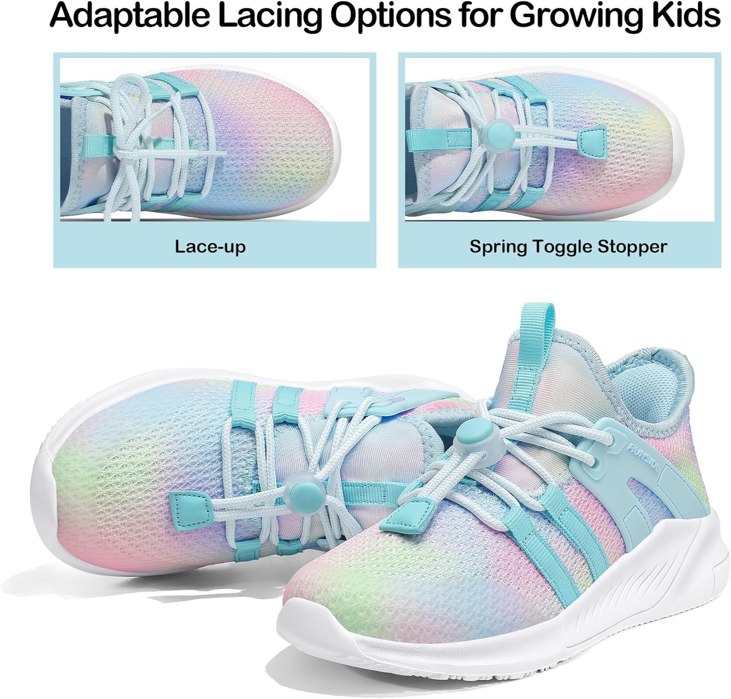 Thumbnail 2 de RUNSIDE Girls Lightweight Tennis Shoes Lace-Up for Running and Walking