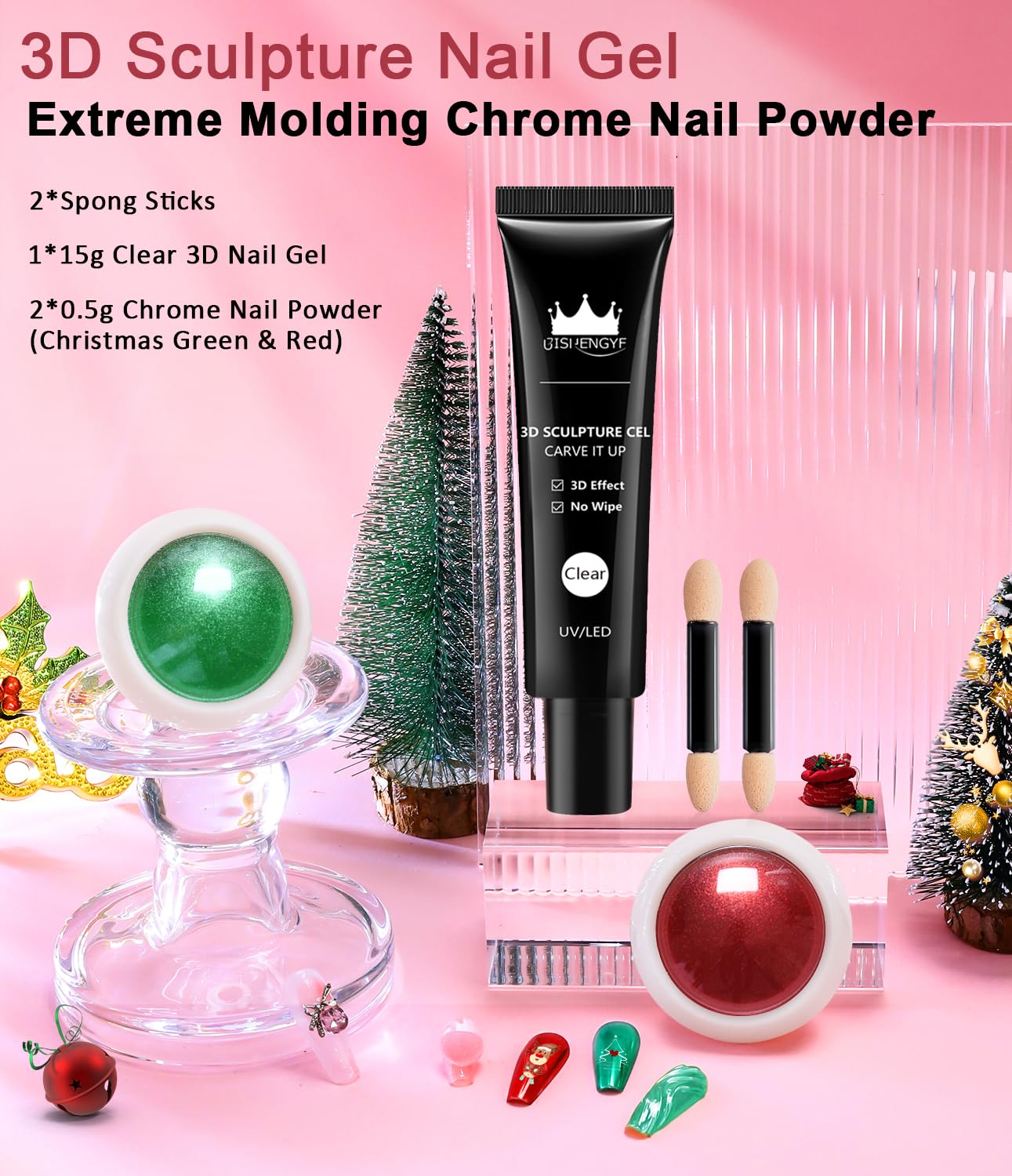 Thumbnail 6 de BISHENGY Color Chrome Nagel-Powder-Set 2 Farben