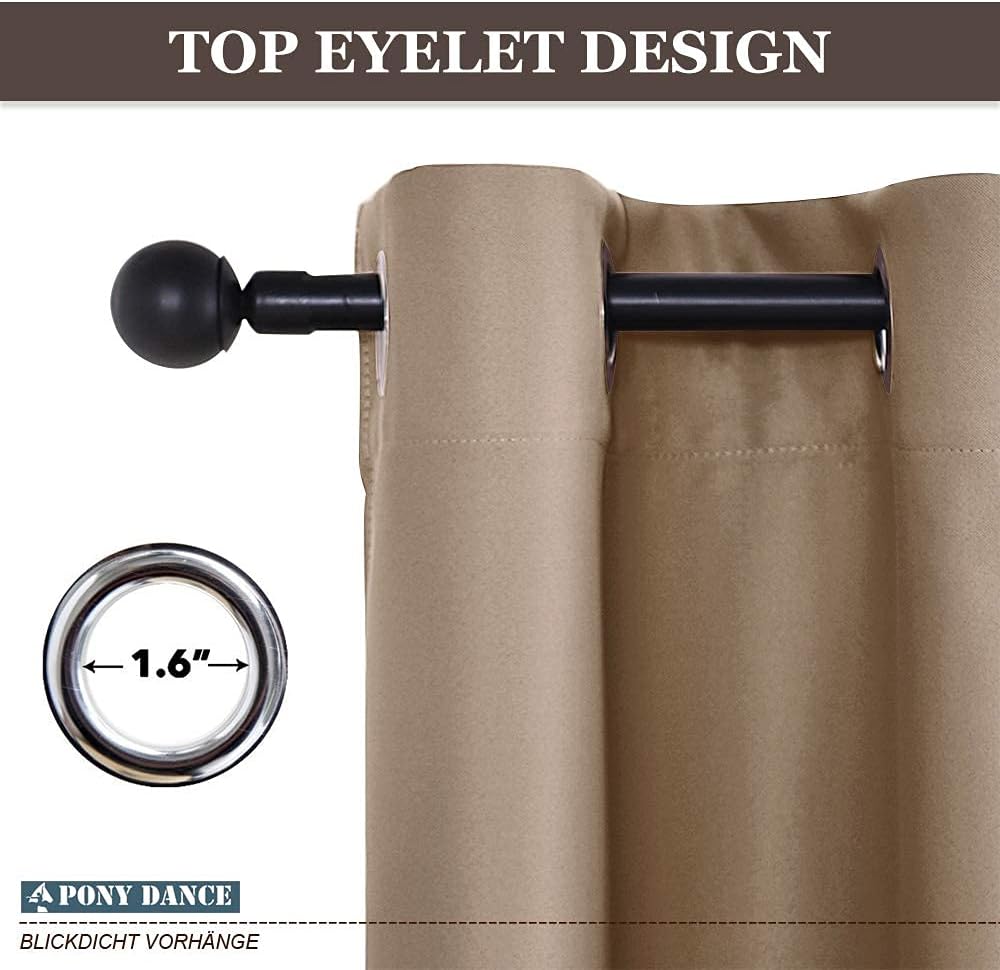 Thumbnail 6 de PONY DANCE Single Blackout Door Curtain (Mocha) – Room darkening & thermal eyelet panel, 52 x 63 inch