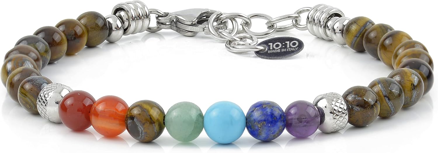 Thumbnail 1 de Bracciale 10:10 7 Chakra in acciaio inox e pietre naturali da 6 mm